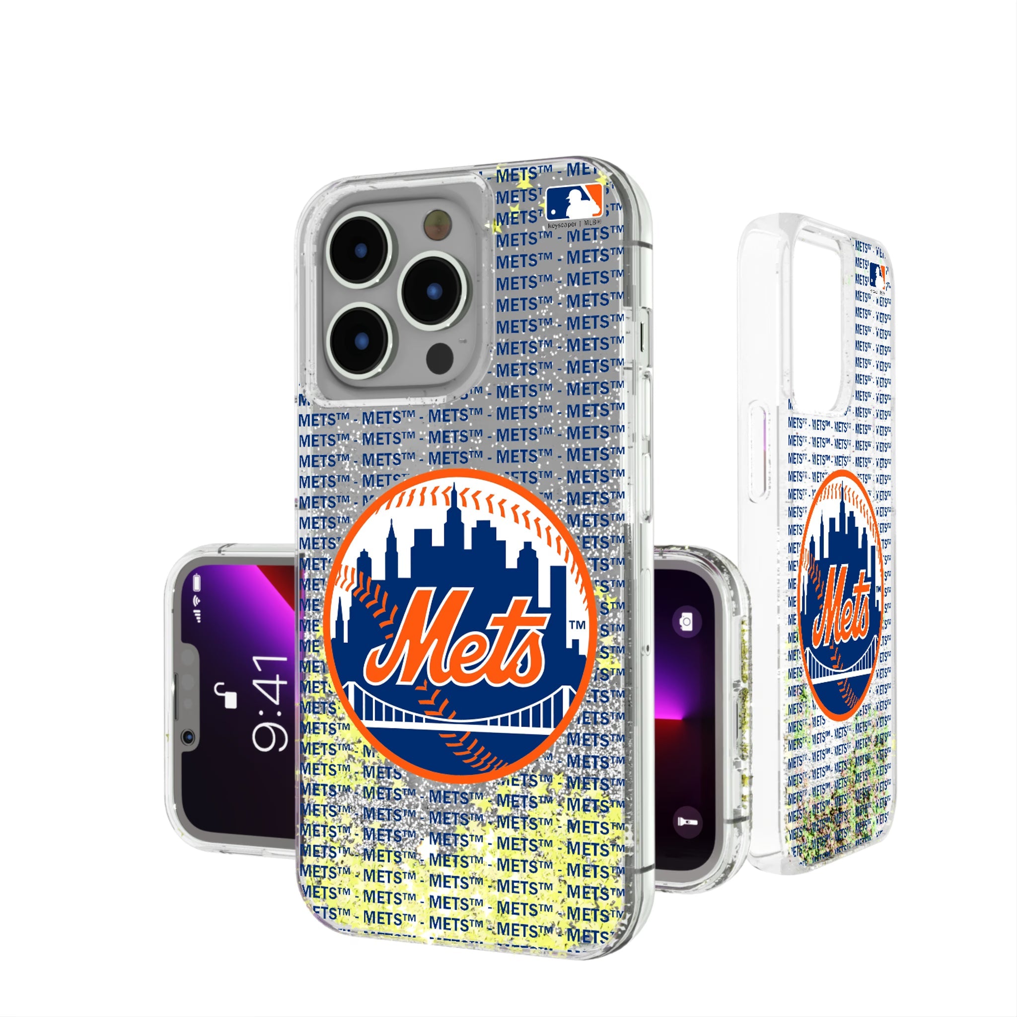 New York Mets Text Backdrop Glitter Phone Case for Apple iPhone 7