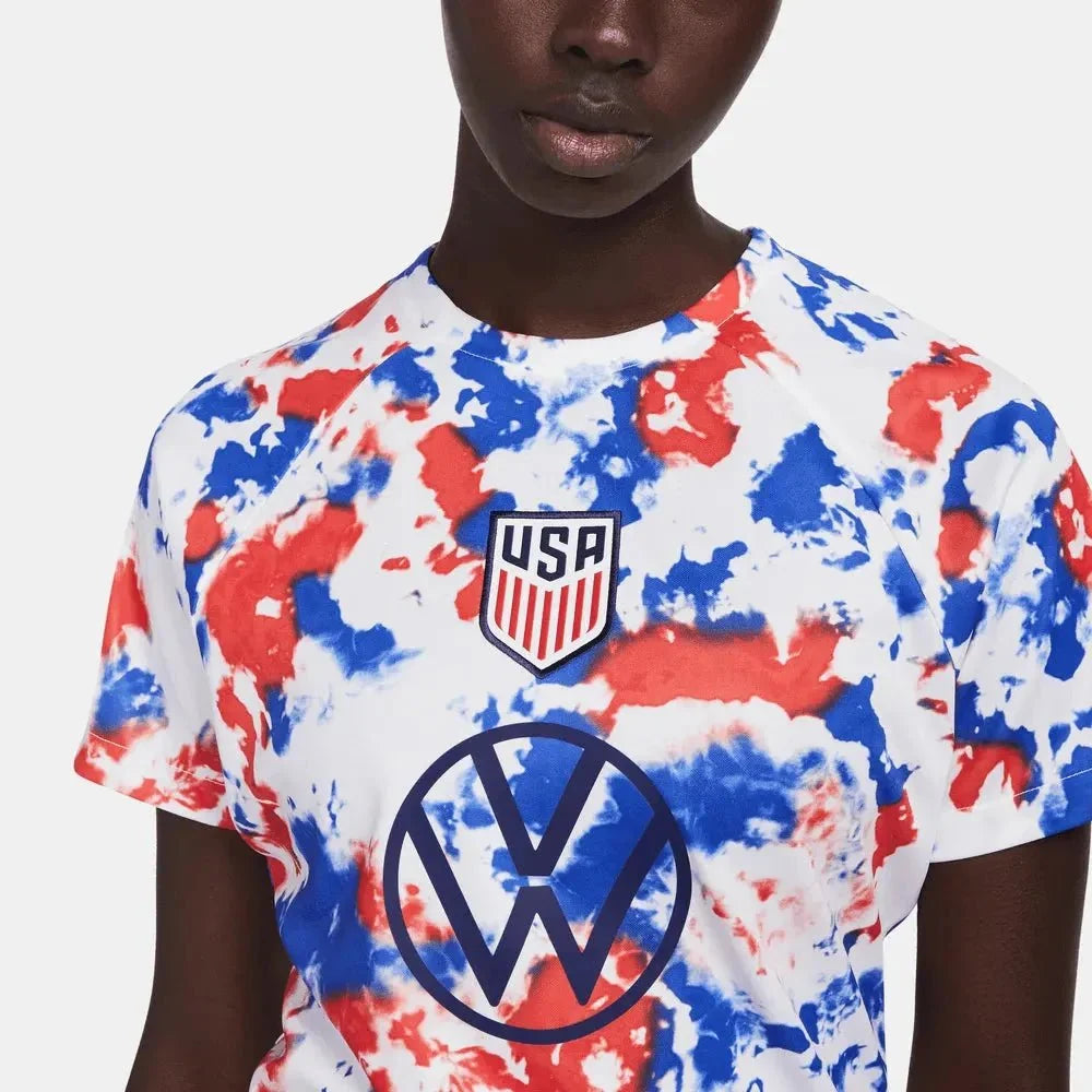 Nike 2022-23 USMNT Women's Pre-Match Jersey - White-Blue-Red 3