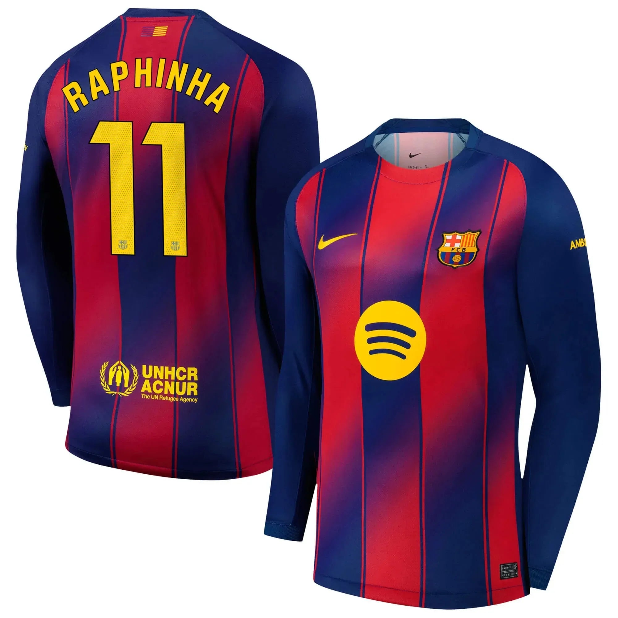 Nike 2025-26 Barcelona Men's Stadium Home Long-Sleeve Soccer Jersey 9