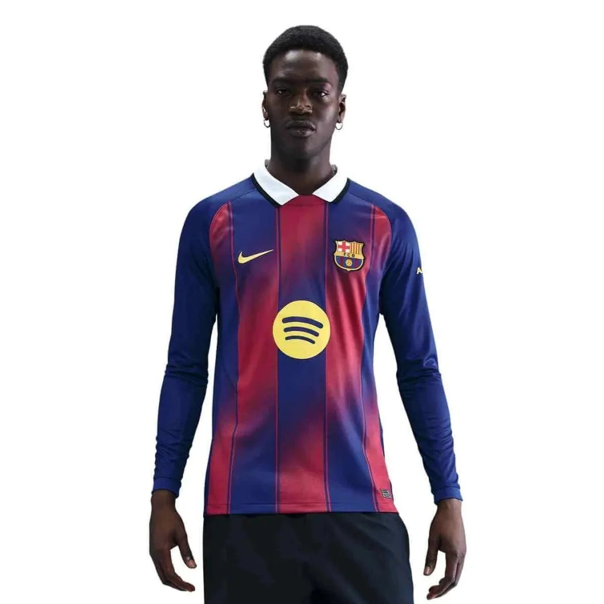 Nike 2025-26 Barcelona Men's Stadium Home Long-Sleeve Soccer Jersey 1