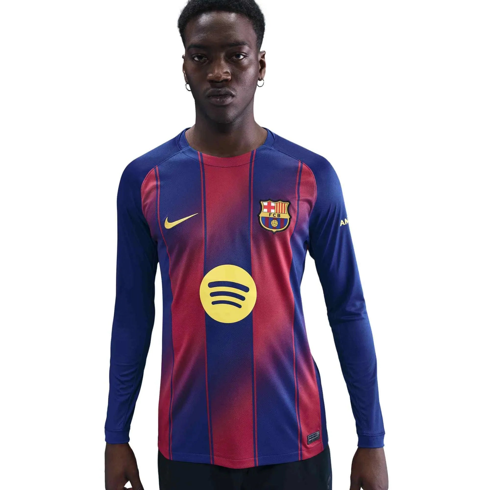 Nike 2025-26 Barcelona Men's Stadium Home Long-Sleeve Soccer Jersey 3