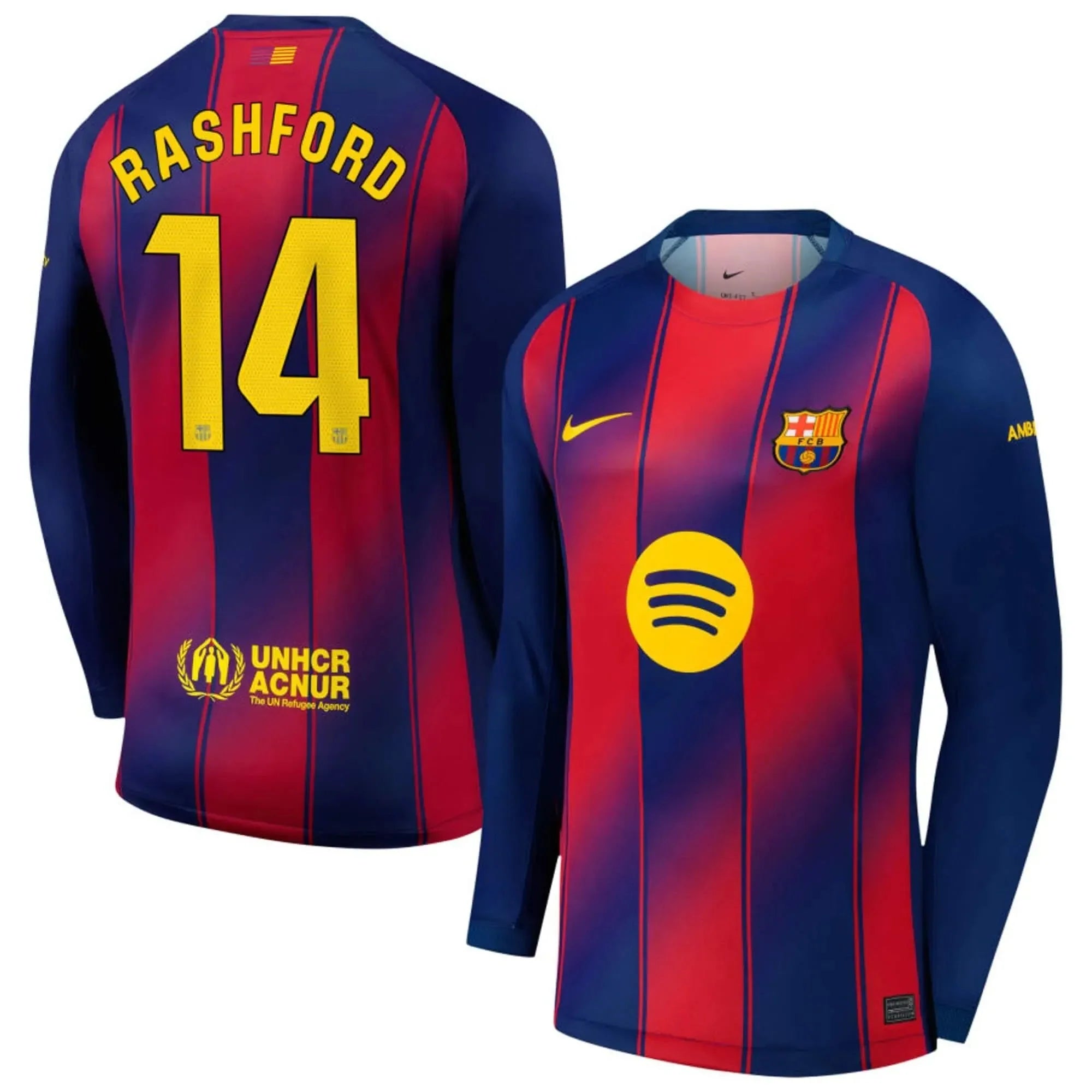 Nike 2025-26 Barcelona Men's Stadium Home Long-Sleeve Soccer Jersey 7