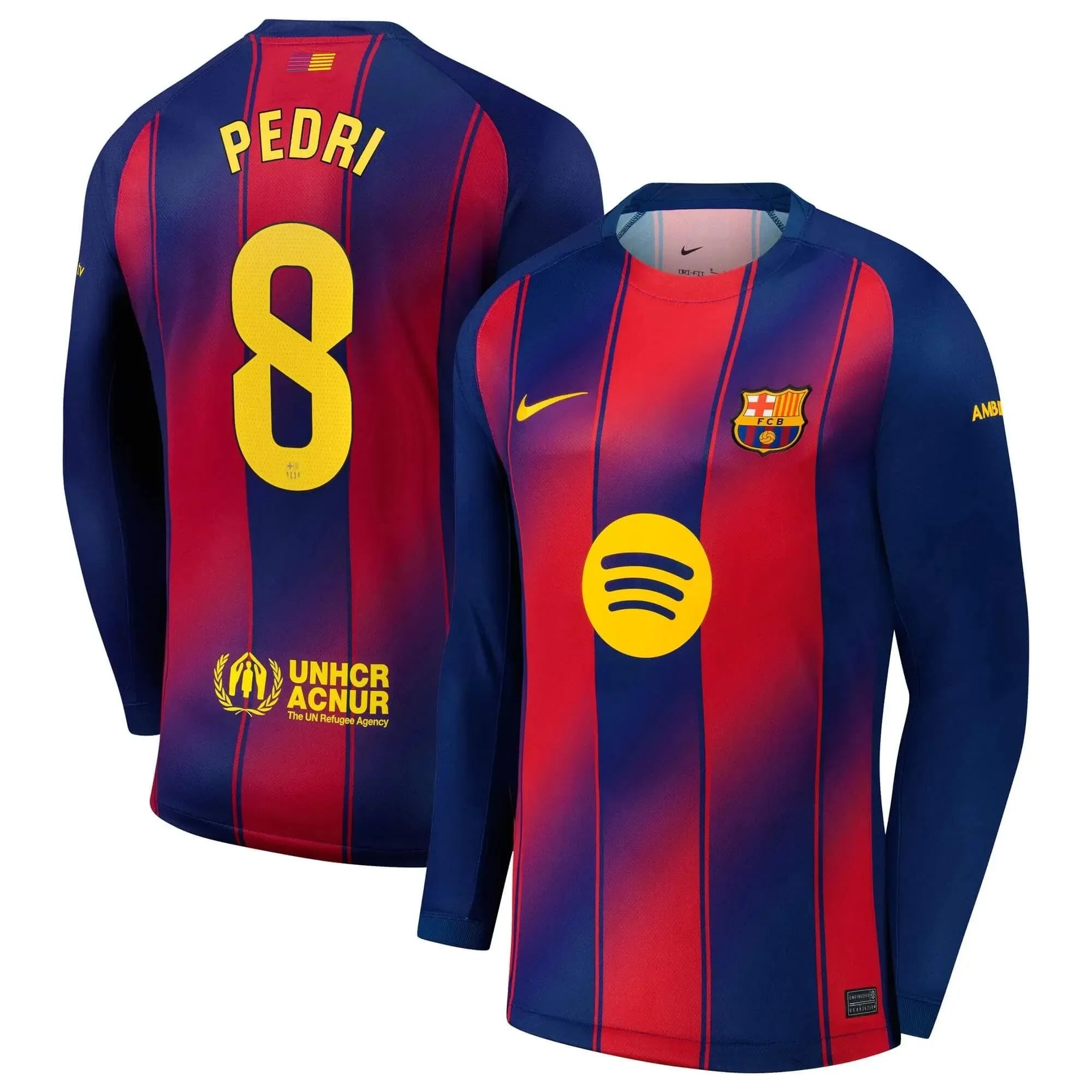 Nike 2025-26 Barcelona Men's Stadium Home Long-Sleeve Soccer Jersey 10