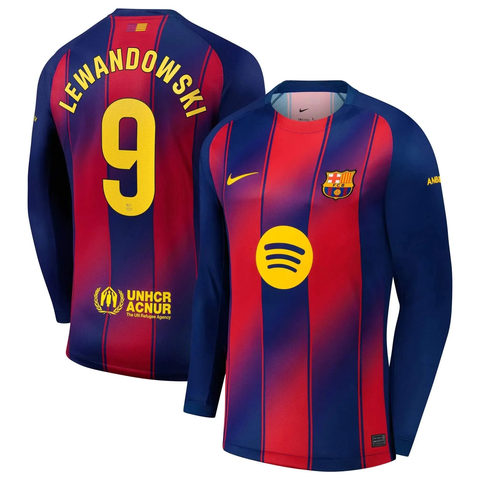 Nike 2025-26 Barcelona Men's Stadium Home Long-Sleeve Soccer Jersey 8