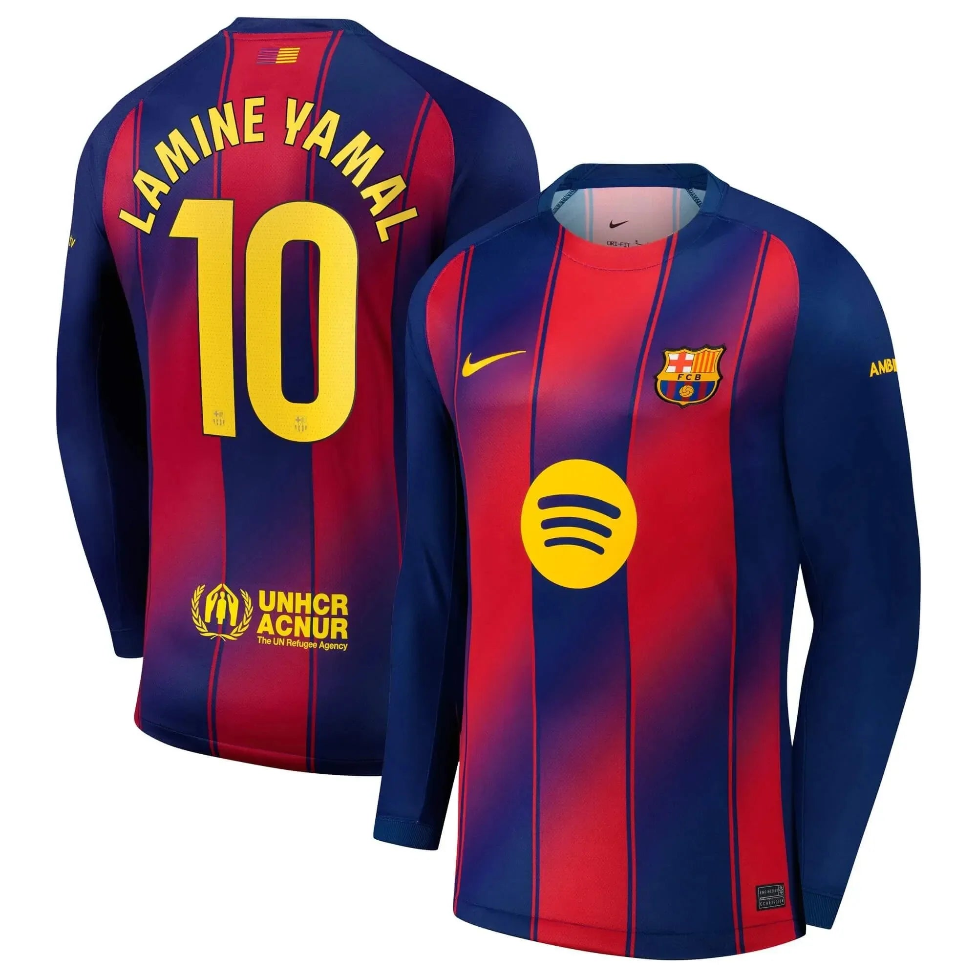 Nike 2025-26 Barcelona Men's Stadium Home Long-Sleeve Soccer Jersey 6