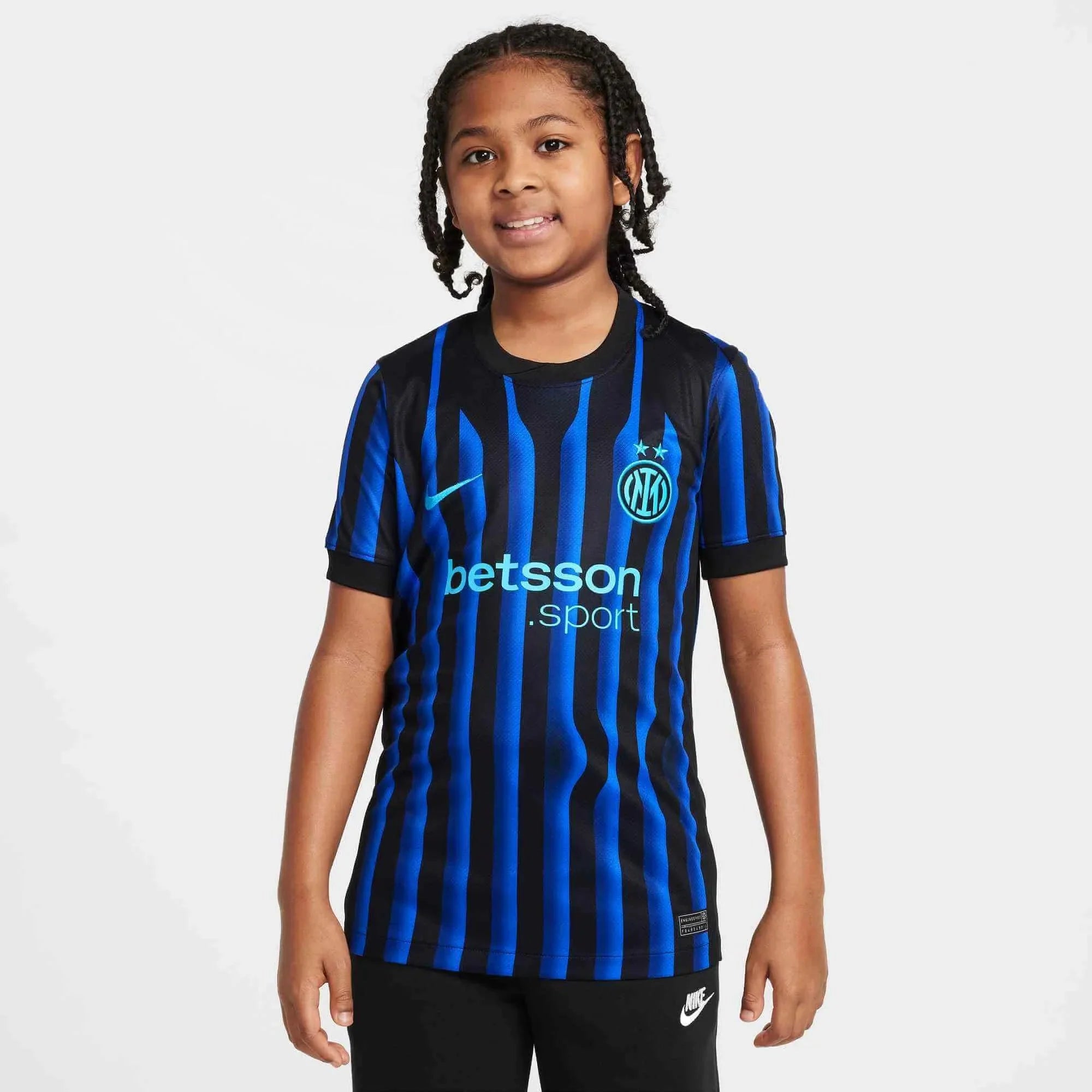 Nike 2025-26 Inter Milan Youth Stadium Home Soccer Jersey 3