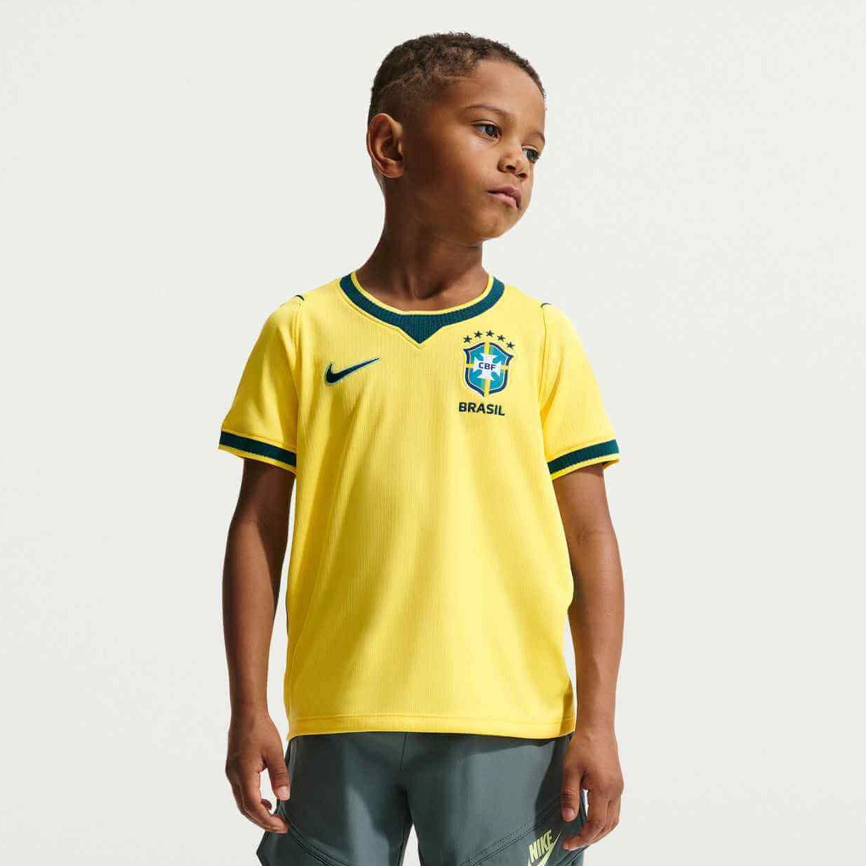 Nike 2026 Brazil Little Kids' Stadium Home Soccer Jersey 3