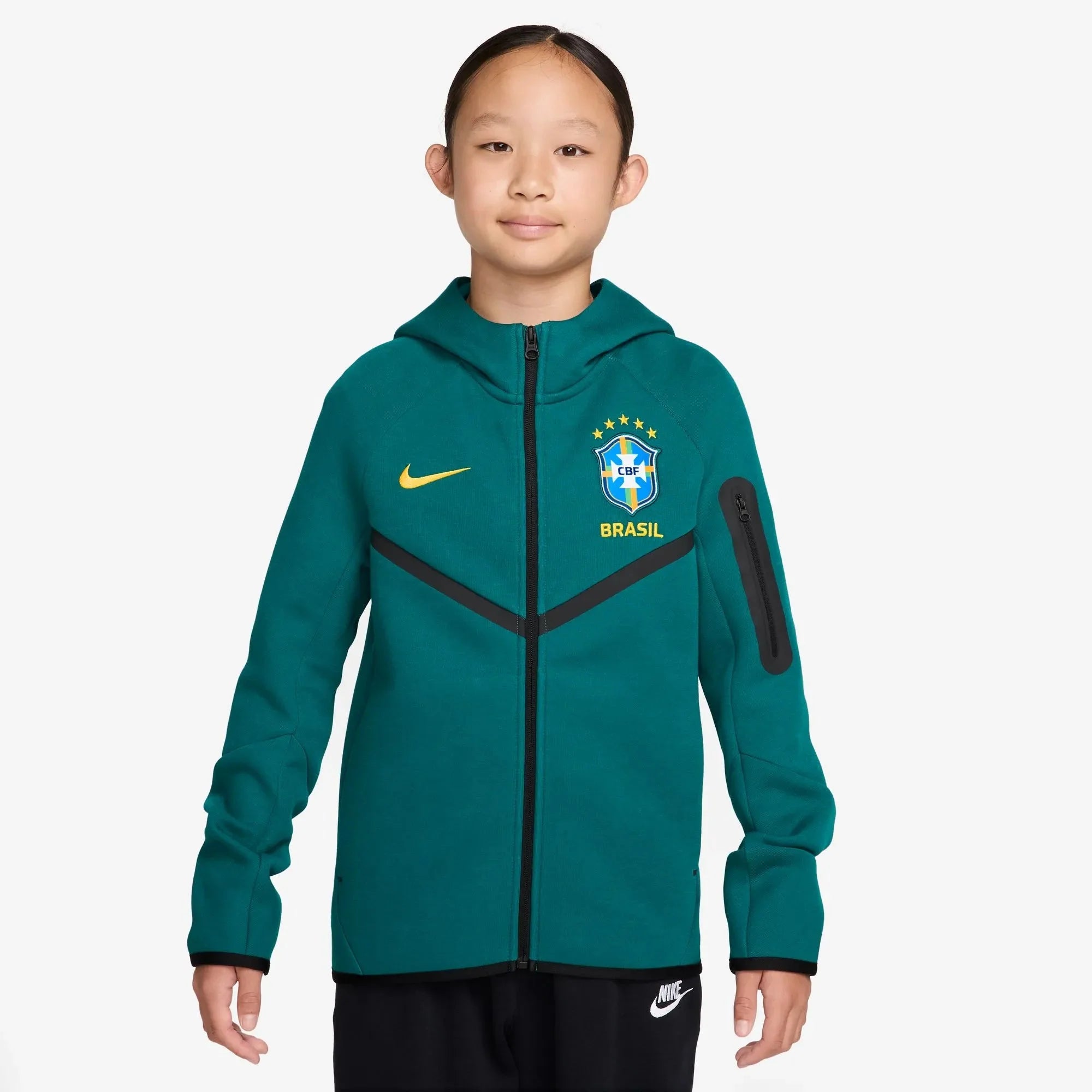 Nike 2026 Brazil Youth Full-Zip Tech Fleece Hoodie 1