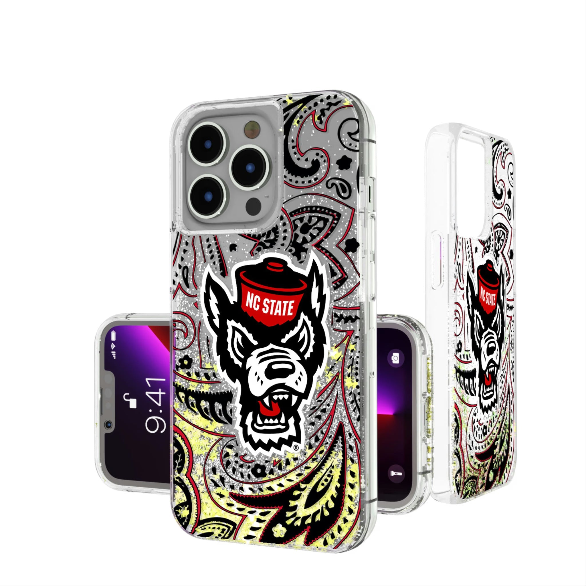 North Carolina State University Wolfpack Paisley Glitter Phone Case 10