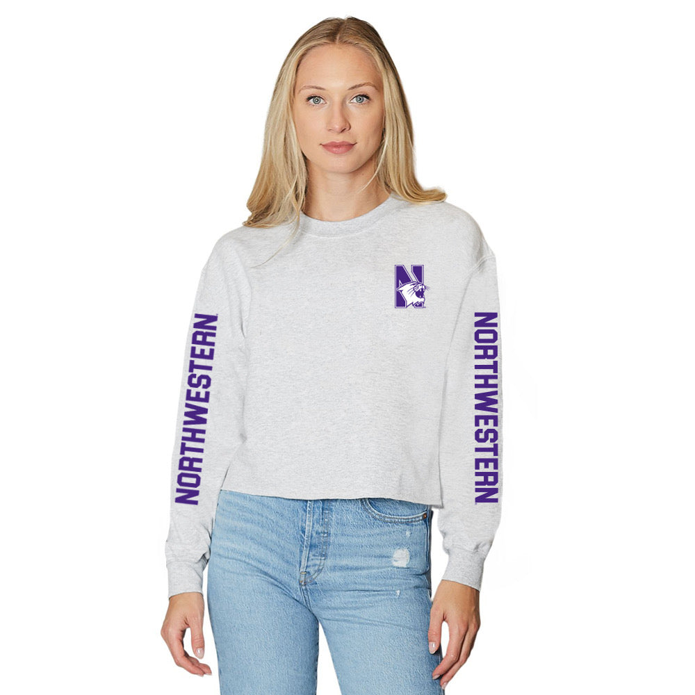 Northwestern Wildcats Varsity Gray Crewneck | lojobands