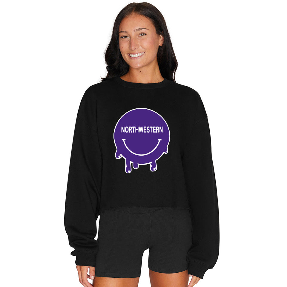 Northwestern Wildcats Smile Black Crewneck | lojobands