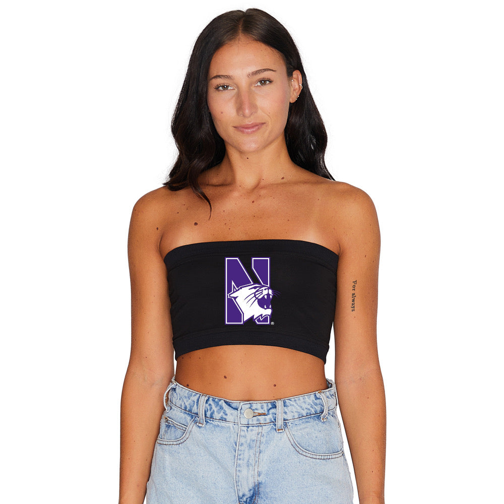 Northwestern Wildcats Black Bandeau Top | lojobands