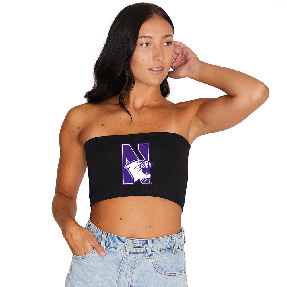 Northwestern Wildcats Black Bandeau Top | lojobands