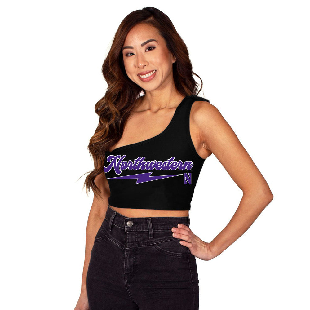 Northwestern Wildcats Lightning One Shoulder Top | lojobands
