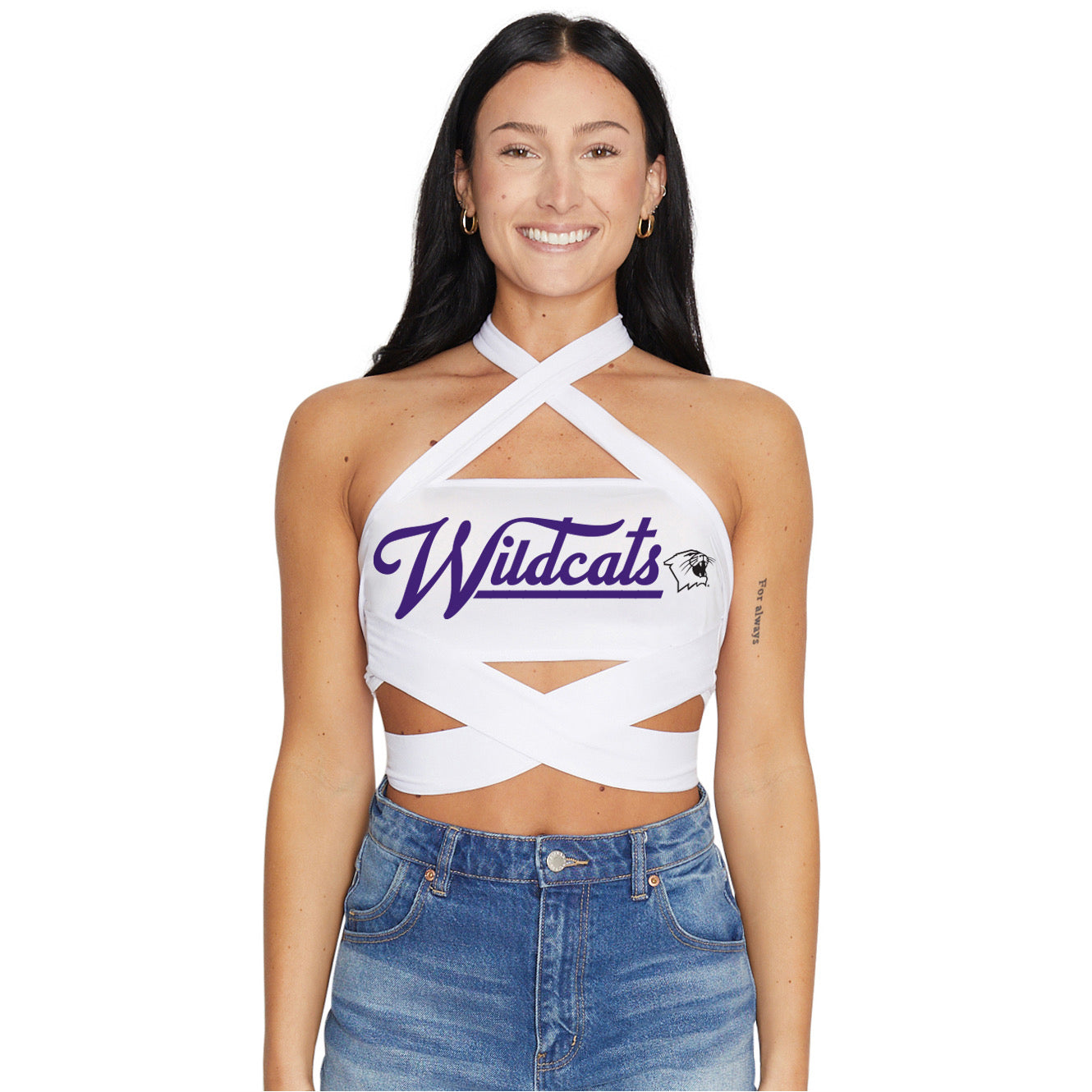 Northwestern Wildcats White Multi Way Bandeau Top | lojobands