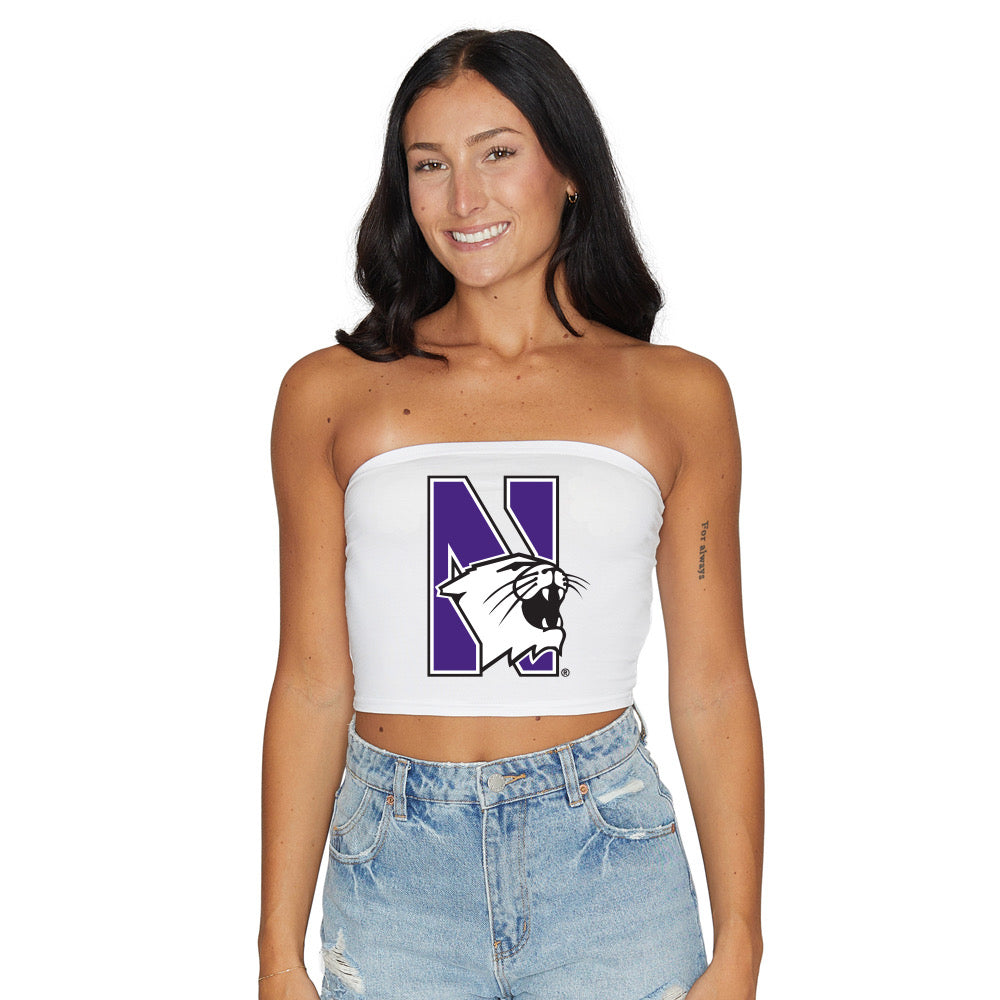 Northwestern Wildcats White Tube Top | lojobands