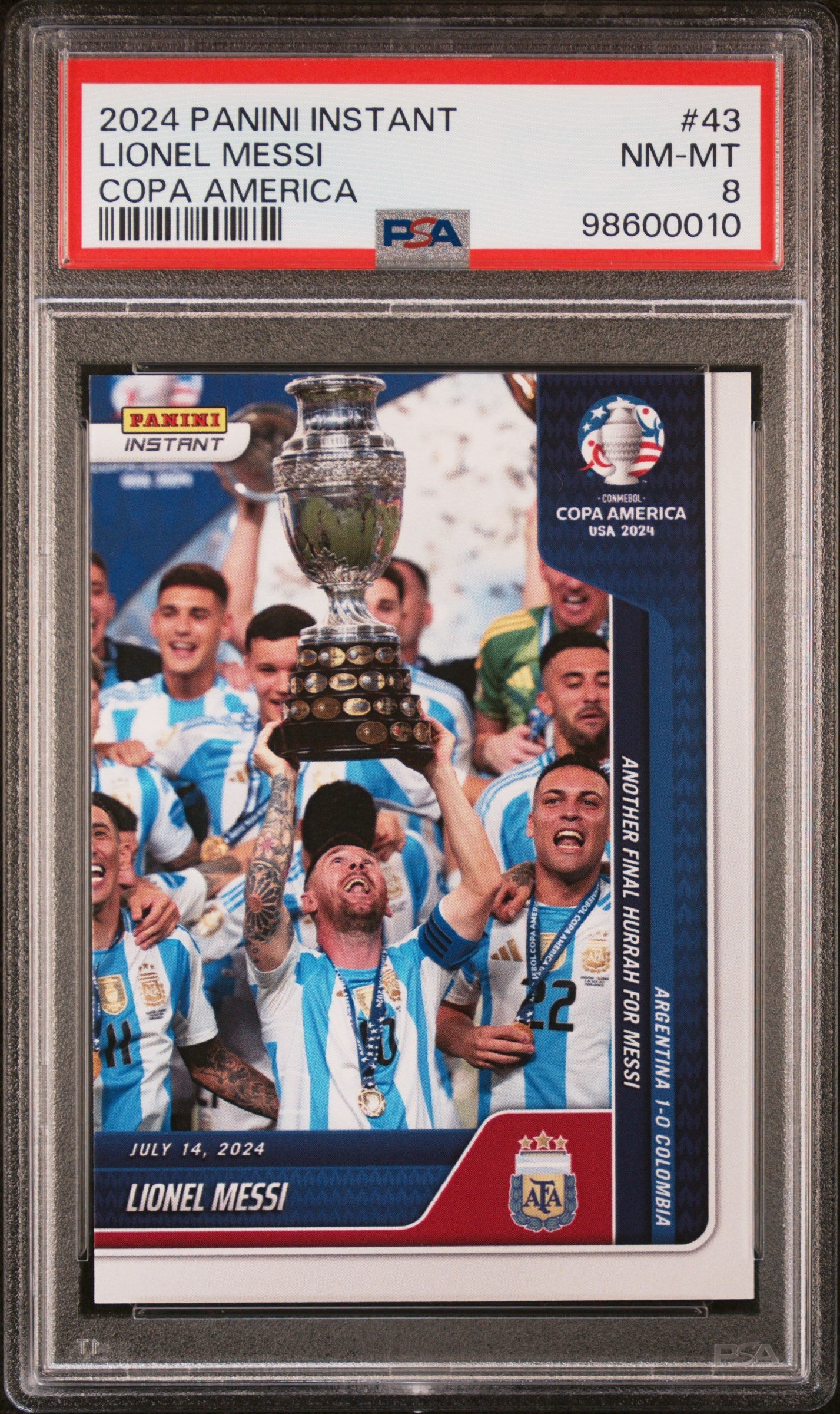 Graded 2024 Panini Instant Lionel Messi #43 Copa America Soccer Card PSA 8 Near Mint 1