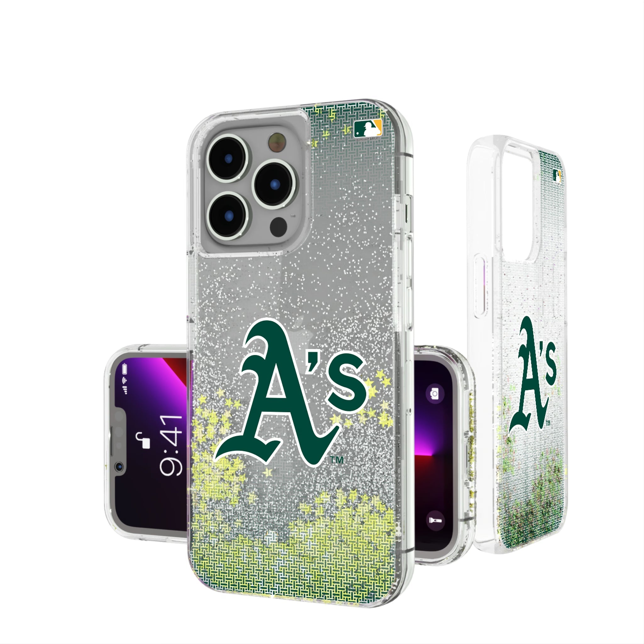 Oakland Athletics Linen Glitter Phone Case for Apple iPhone 9