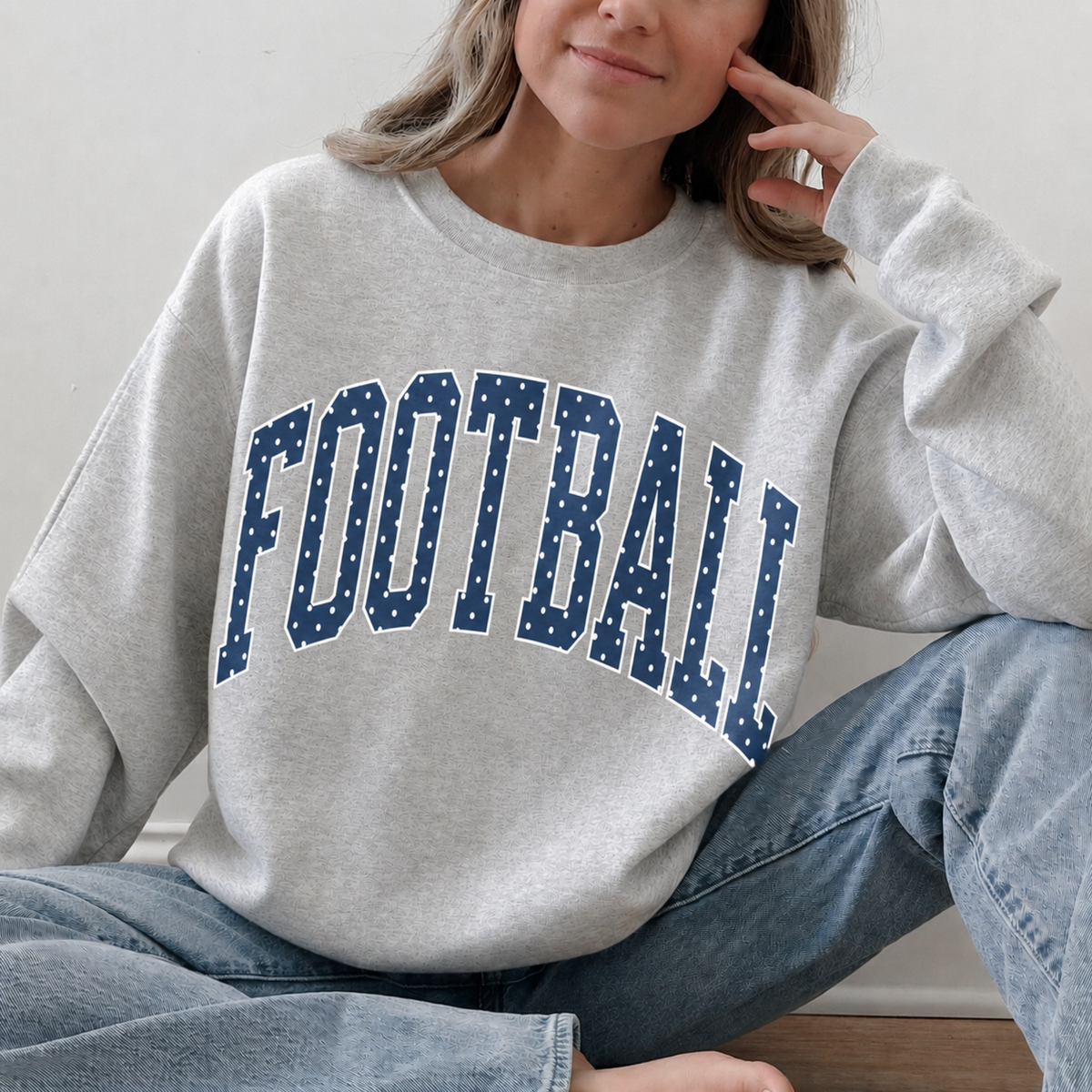 Football Polka Dot Sweatshirt | Custom Team Color Game Day Crewneck 1