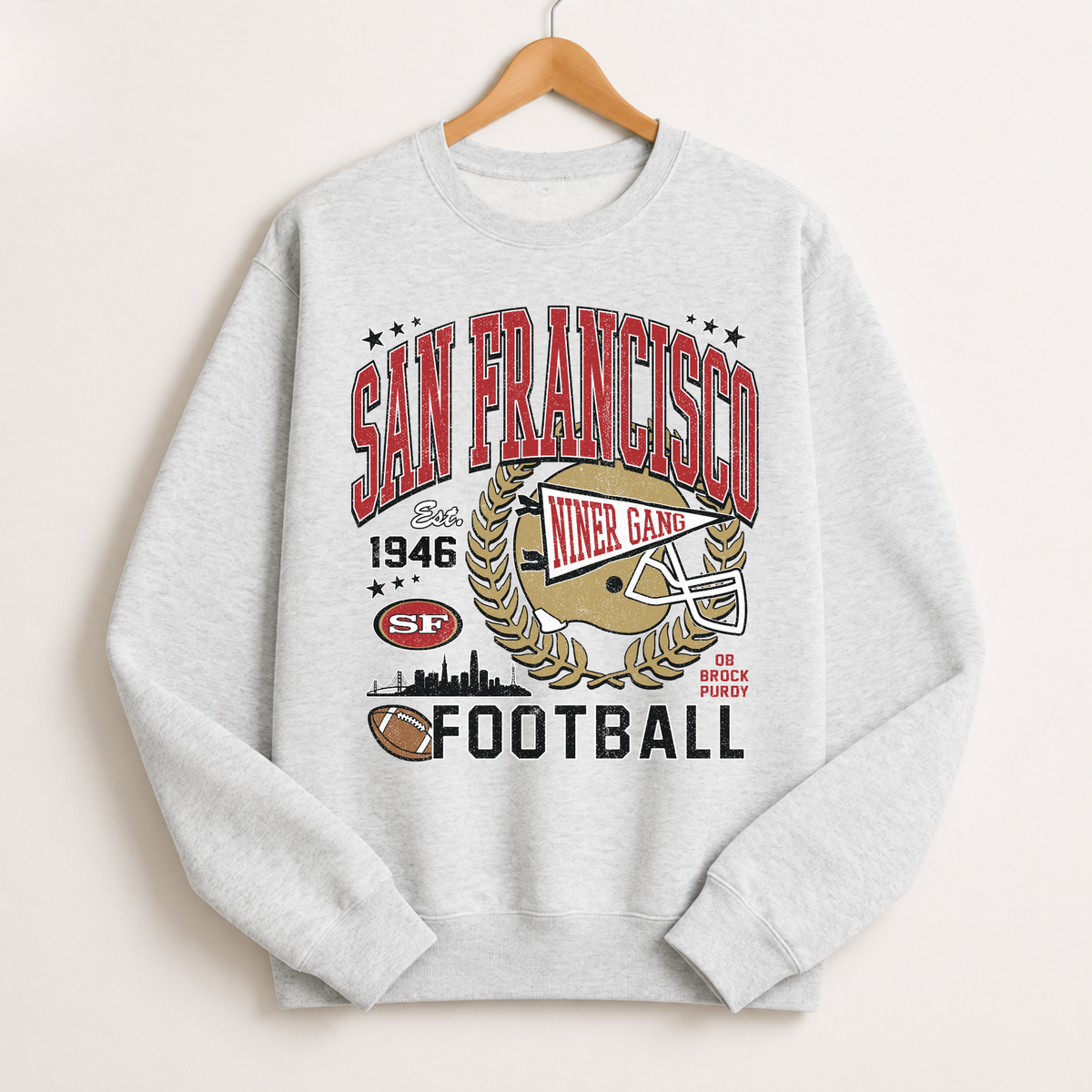 San Francisco Football Sweatshirt | Vintage Red & Gold Game Day Crewneck 3