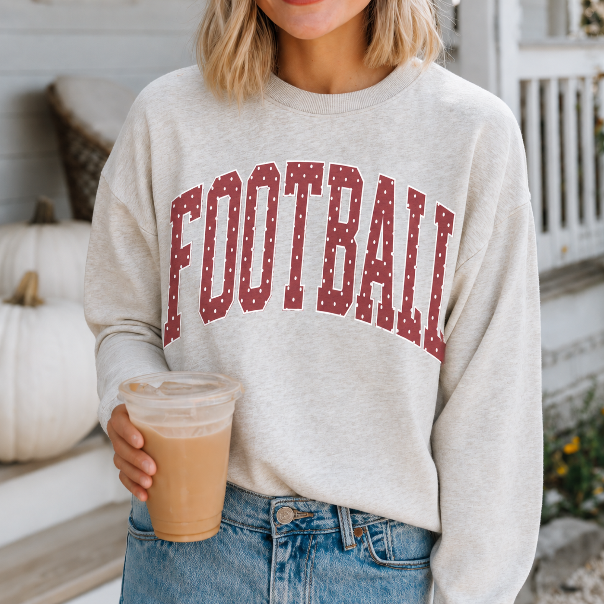 Football Polka Dot Sweatshirt | Custom Team Color Game Day Crewneck 2