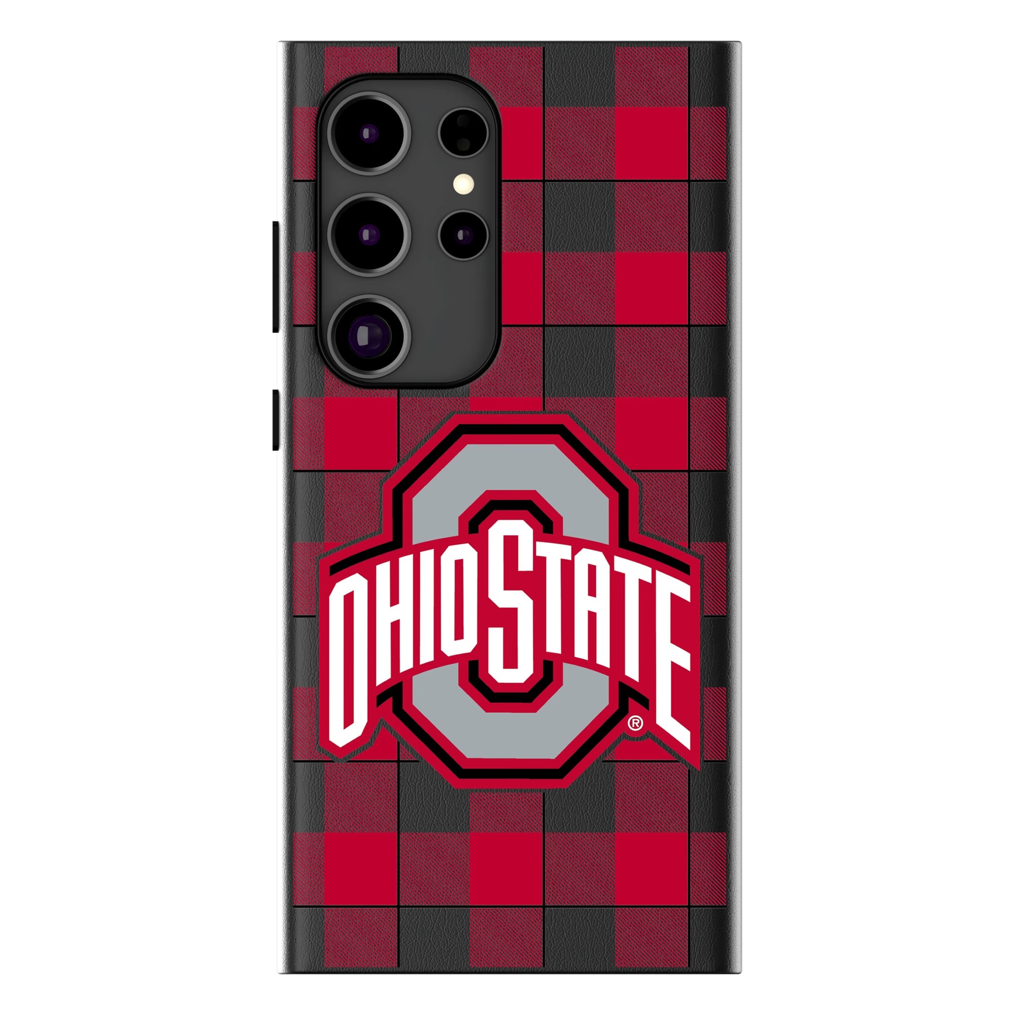 Ohio State University Buckeyes Plaid MagSafe Compatible Phone Case for Samsung Galaxy 15