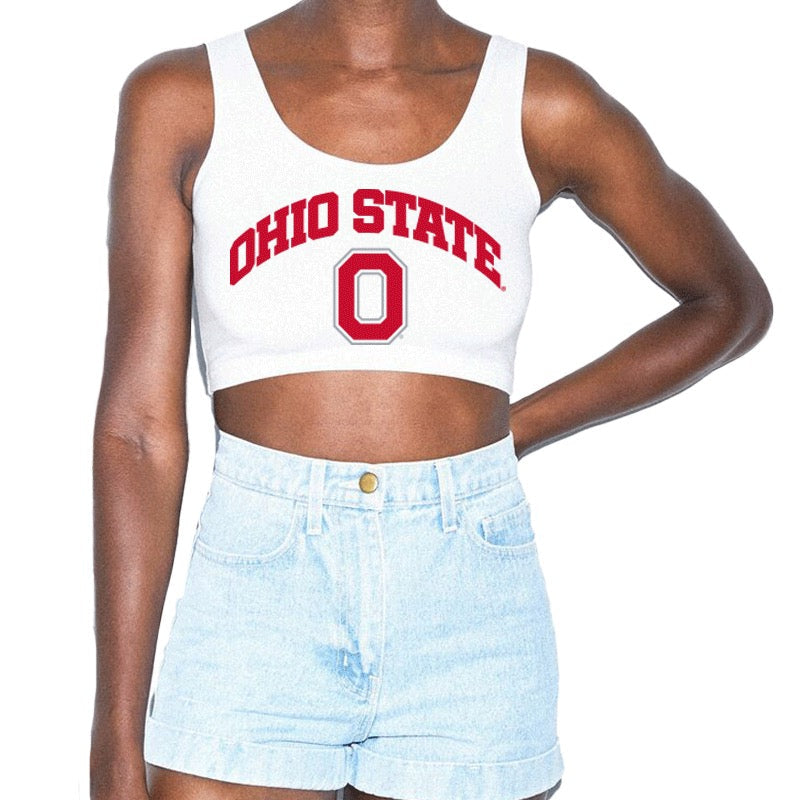 Ohio State OSU Buckeyes White Crop Tank Top 5