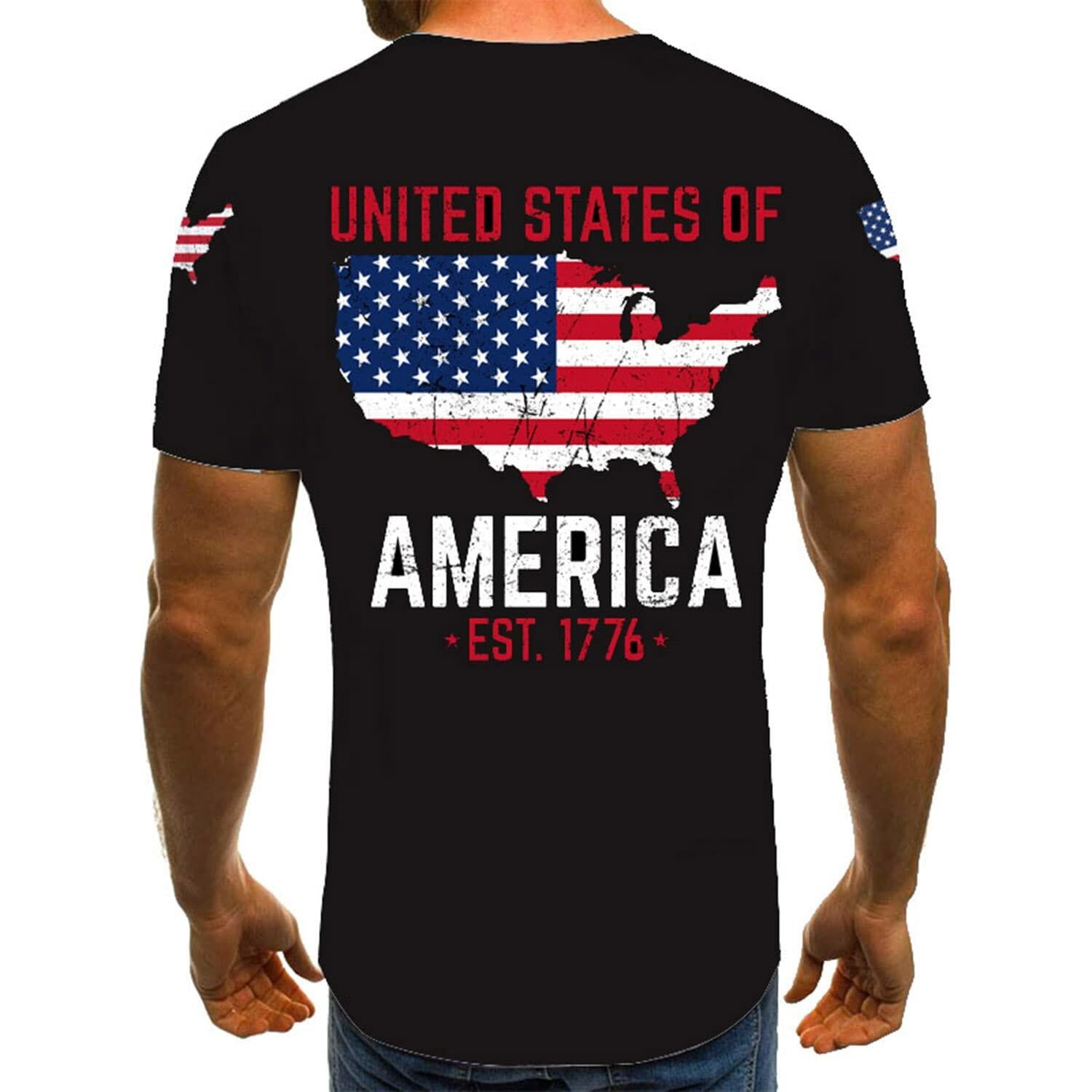 KYKU USA Flag T Shirt Men Patriotic 4th of July American 1776 Size 2XL 4