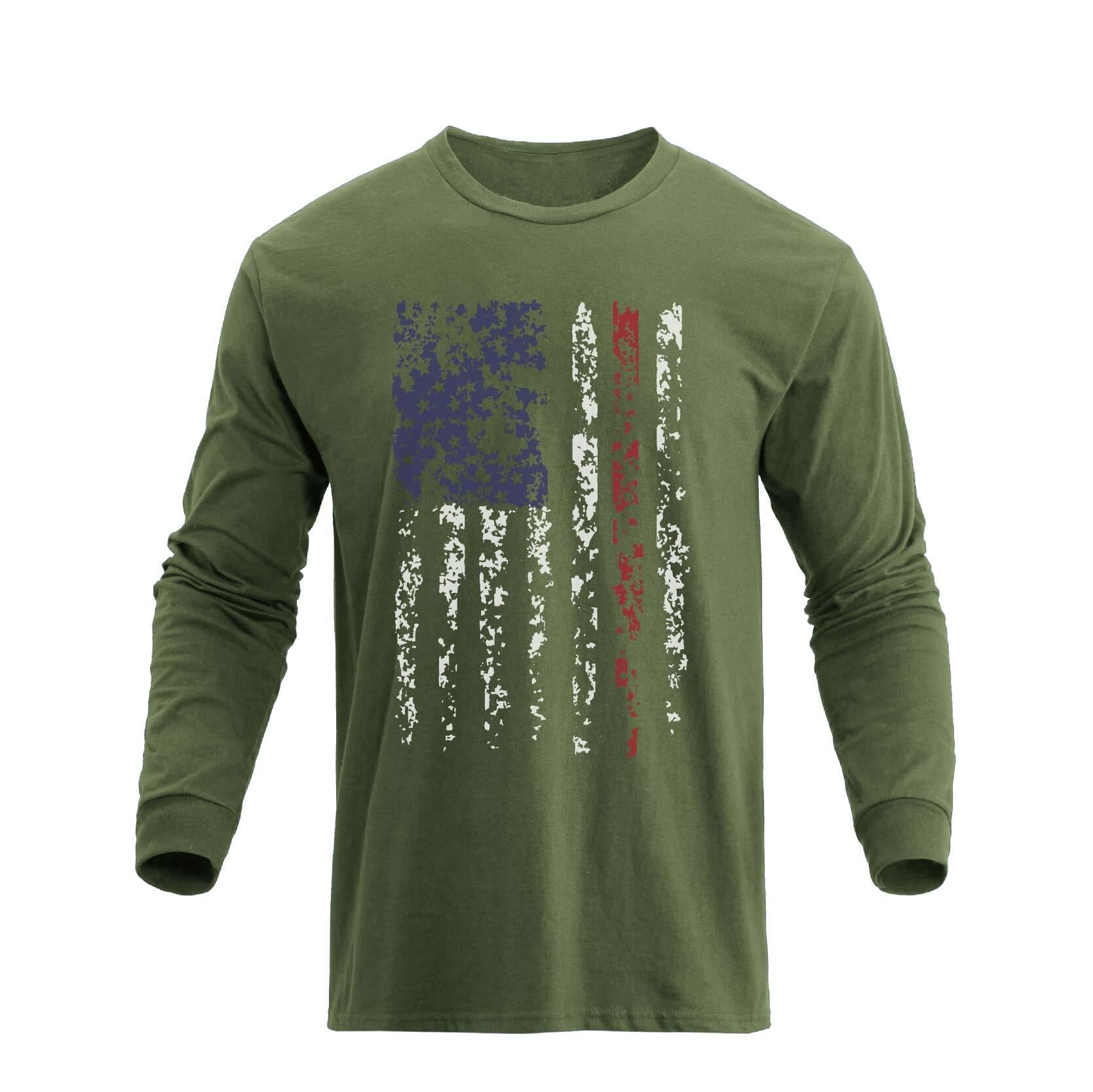 H HYFOL Men's 1776 Independence Day USA Flag Long Sleeve Tee White Size 4XL 2