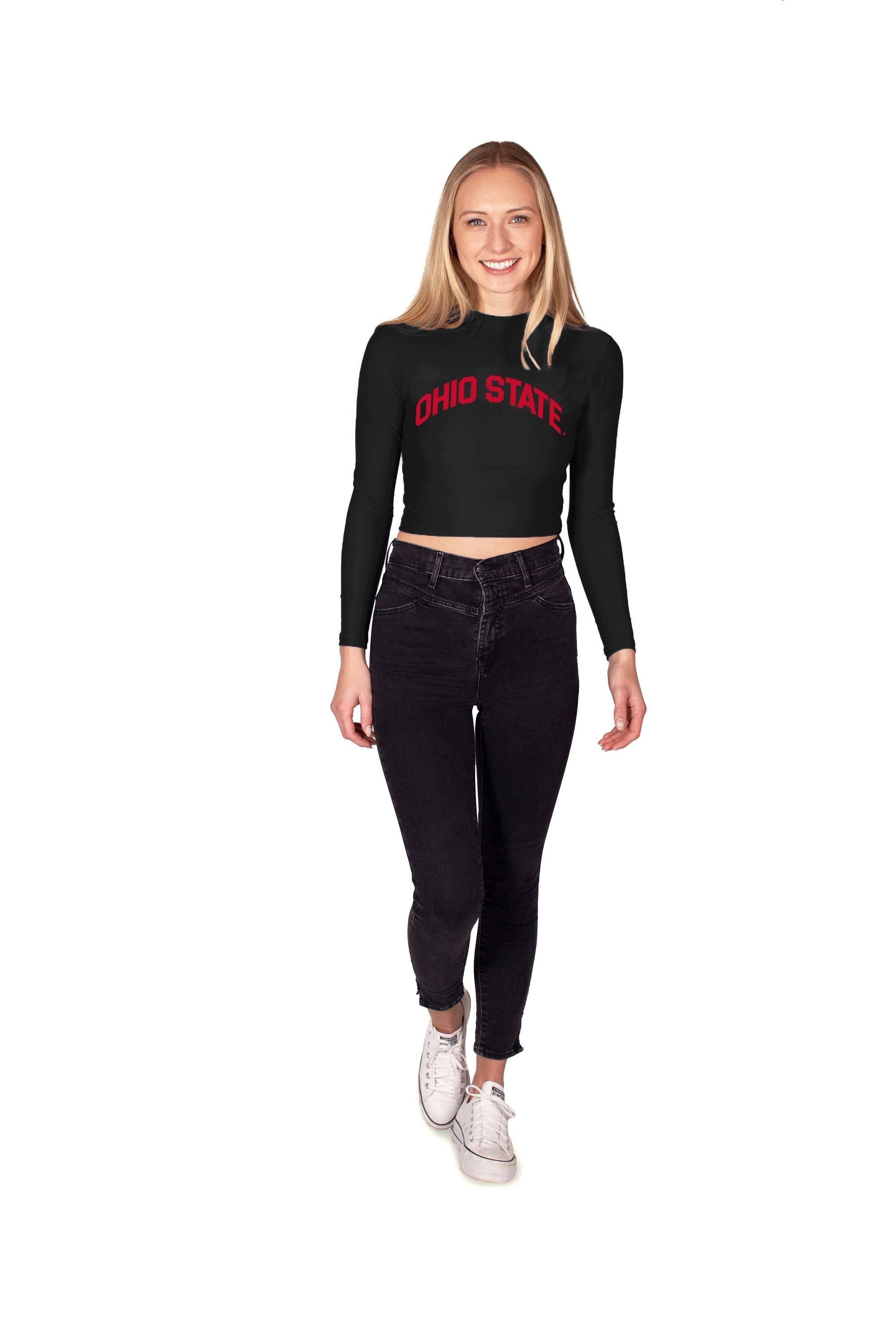 Ohio State OSU Buckeyes Black Mock Neck Top 4