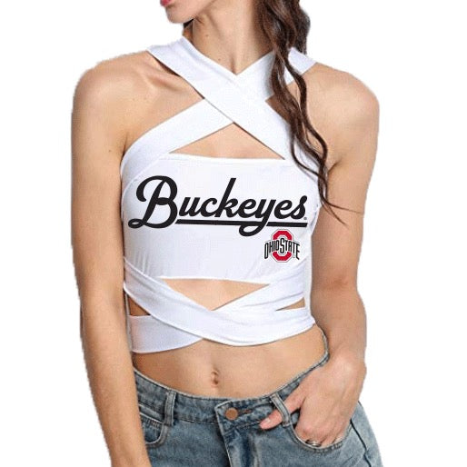 Ohio State OSU Buckeyes White Multi Way Bandeau Top 6