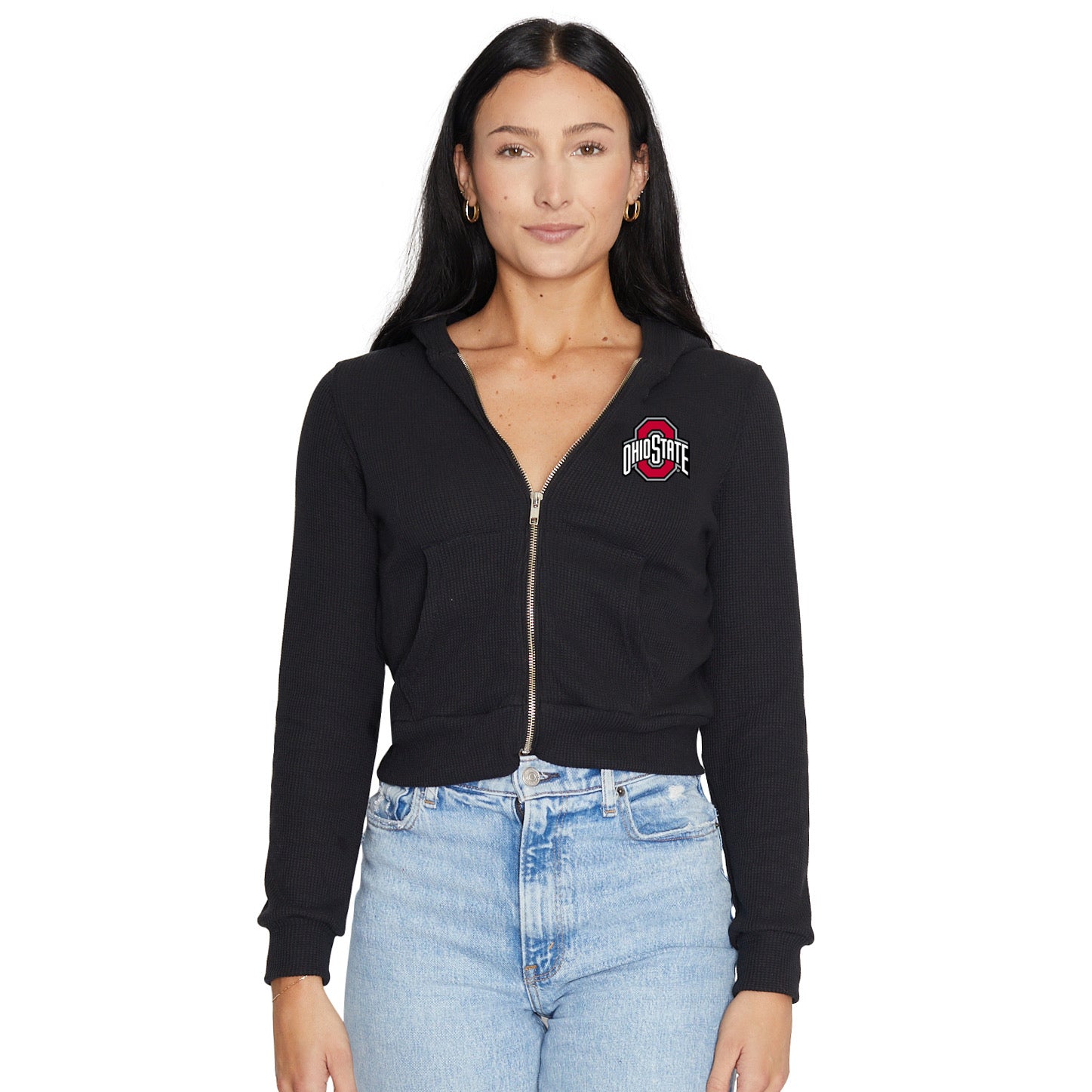 Ohio State OSU Buckeyes Waffle Knit Zip Up Hoodie 3