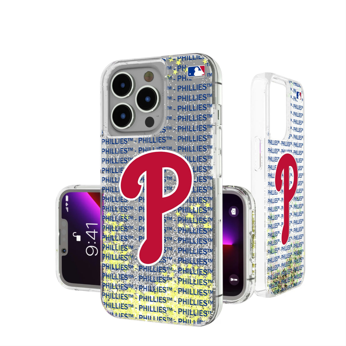 Philadelphia Phillies Text Backdrop Glitter Phone Case 18
