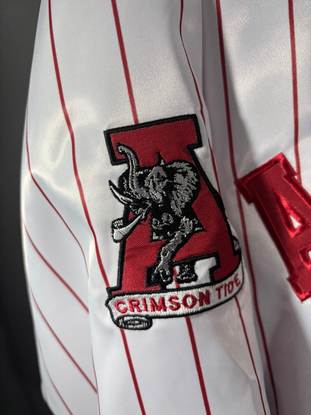 Pinstripe Collection – White Alabama Bomber Jacket (Vol. 2) 2