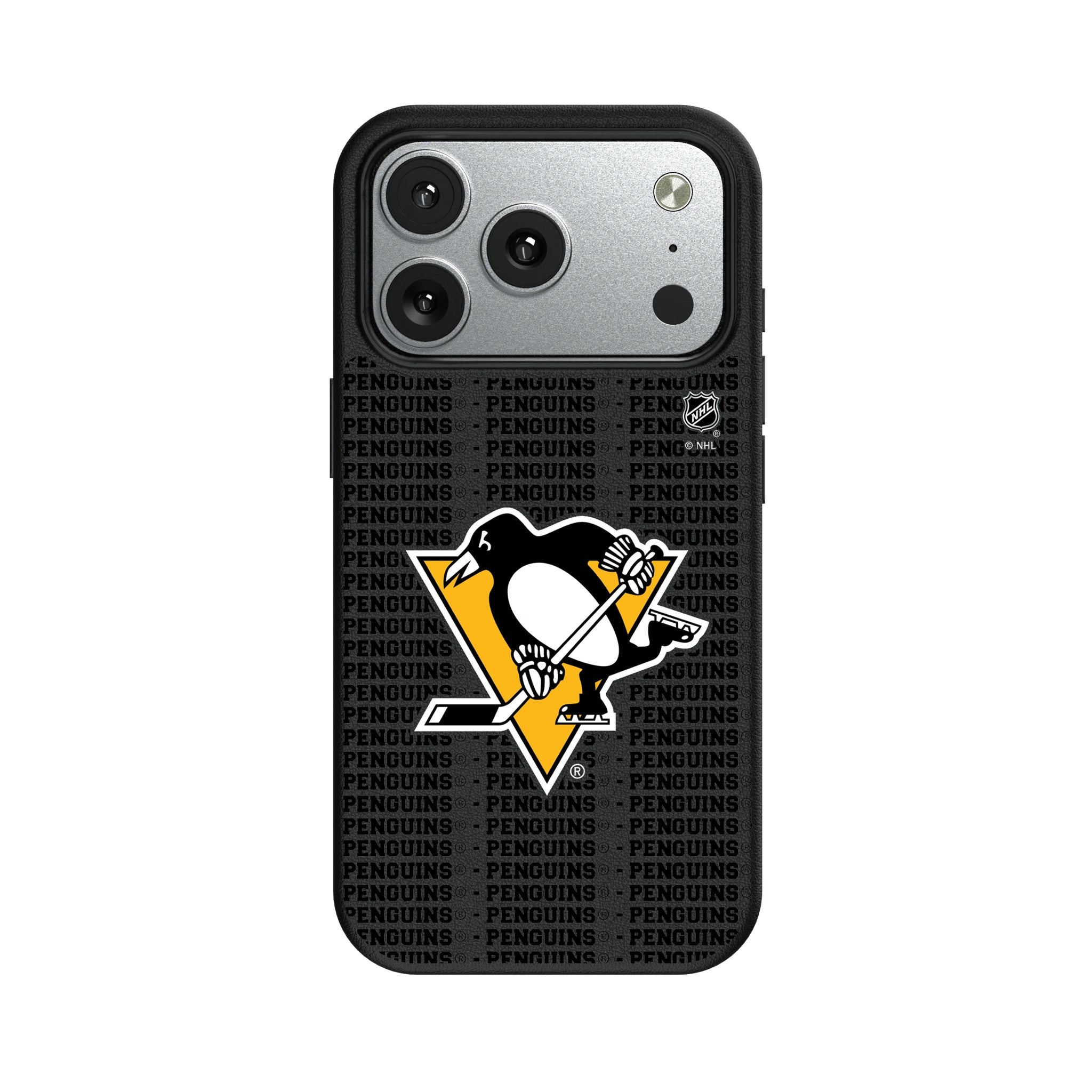 Pittsburgh Penguins Text Backdrop MagSafe Compatible Phone Case for Apple iPhone 9
