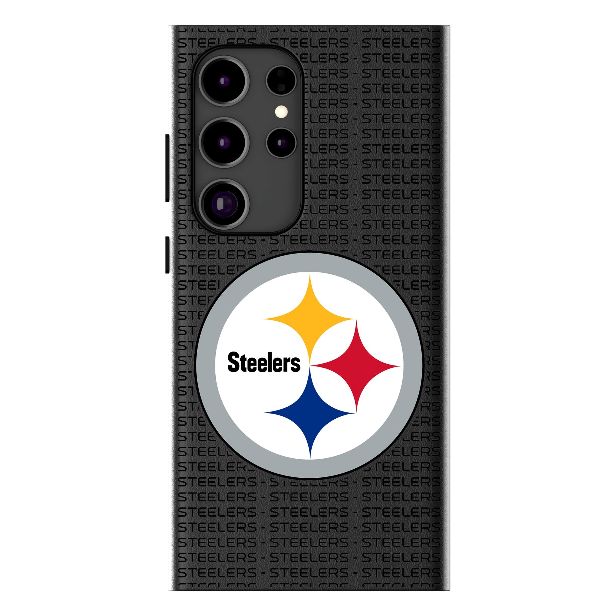 Pittsburgh Steelers Text Backdrop MagSafe Compatible Phone Case for Samsung Galaxy 10