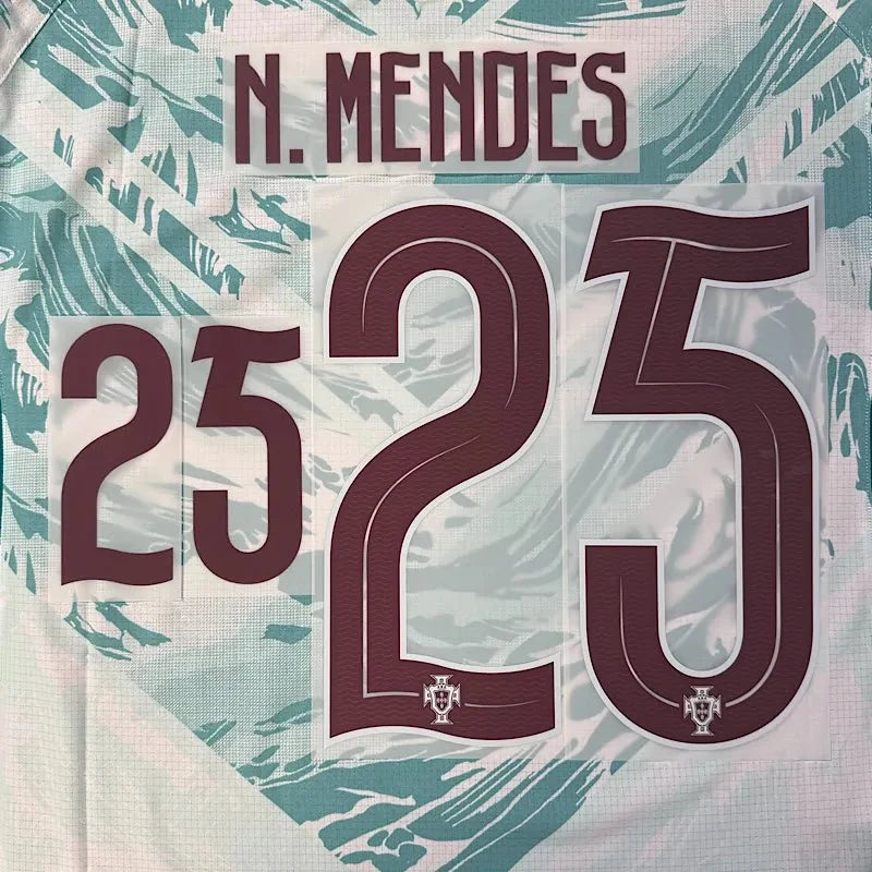 Portugal 2026- Away N.MENDES #25 Official Name Set 1