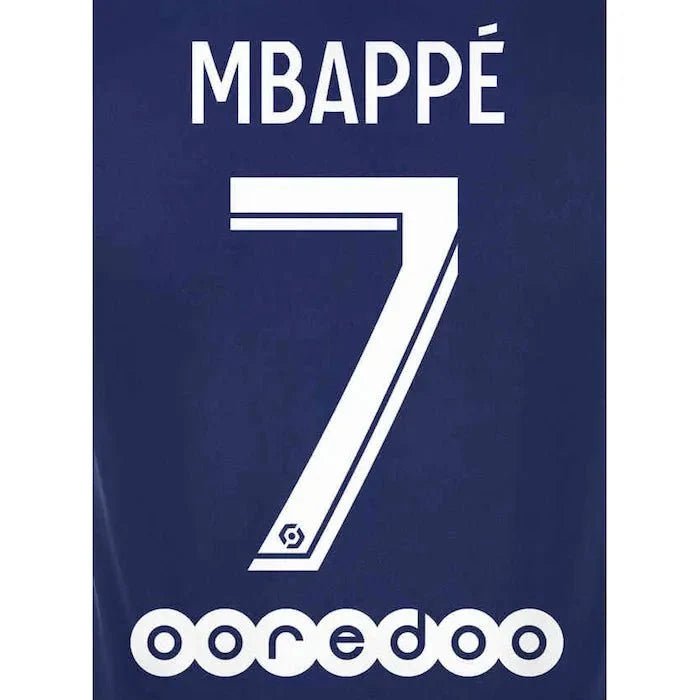PSG 2021/22 Home Mbappe #7 YOUTH Jersey Name Set 1