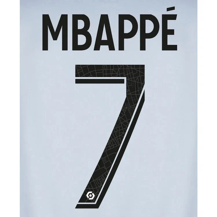 PSG 2022-23 Away Mbappe Youth #7 Jersey Name Set 1