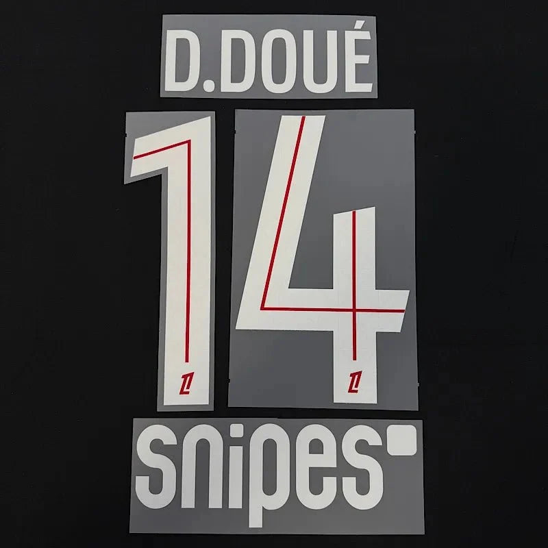 PSG 2025/26 Home D.DOUE #14 Jersey Name Set 1