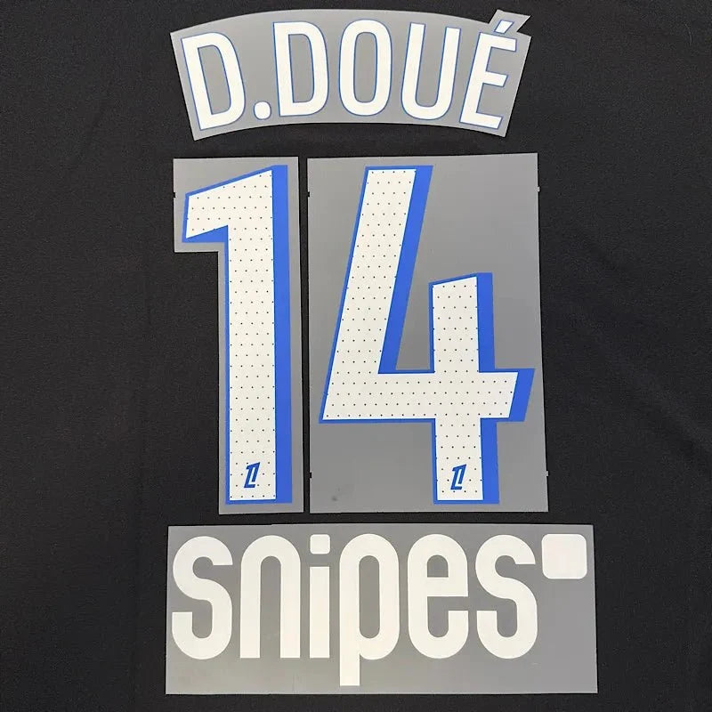 PSG 2025/26 Third D.DOUE #14 Jersey Name Set 1