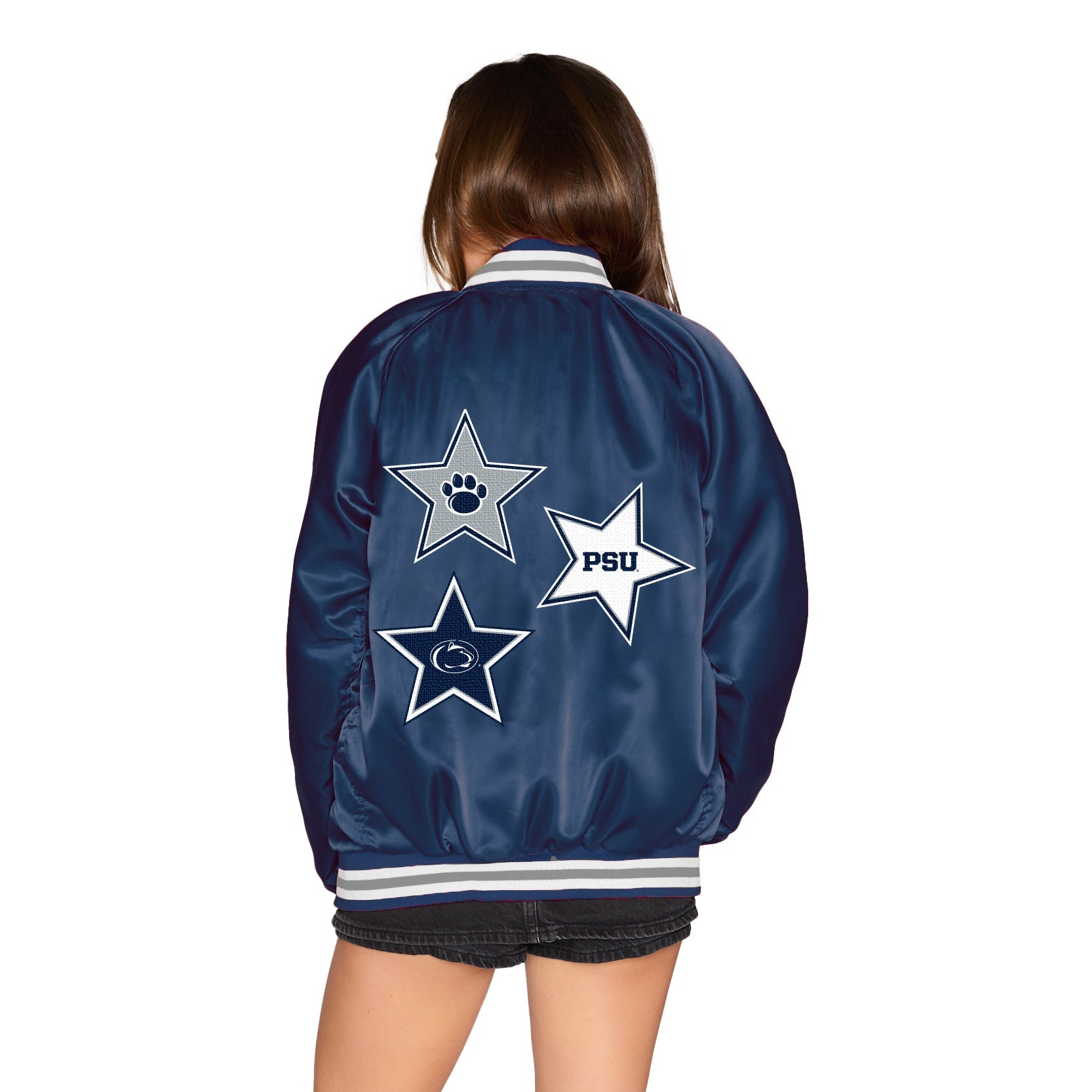 Penn State Satin Letterman Bomber Jacket | lojobands 2