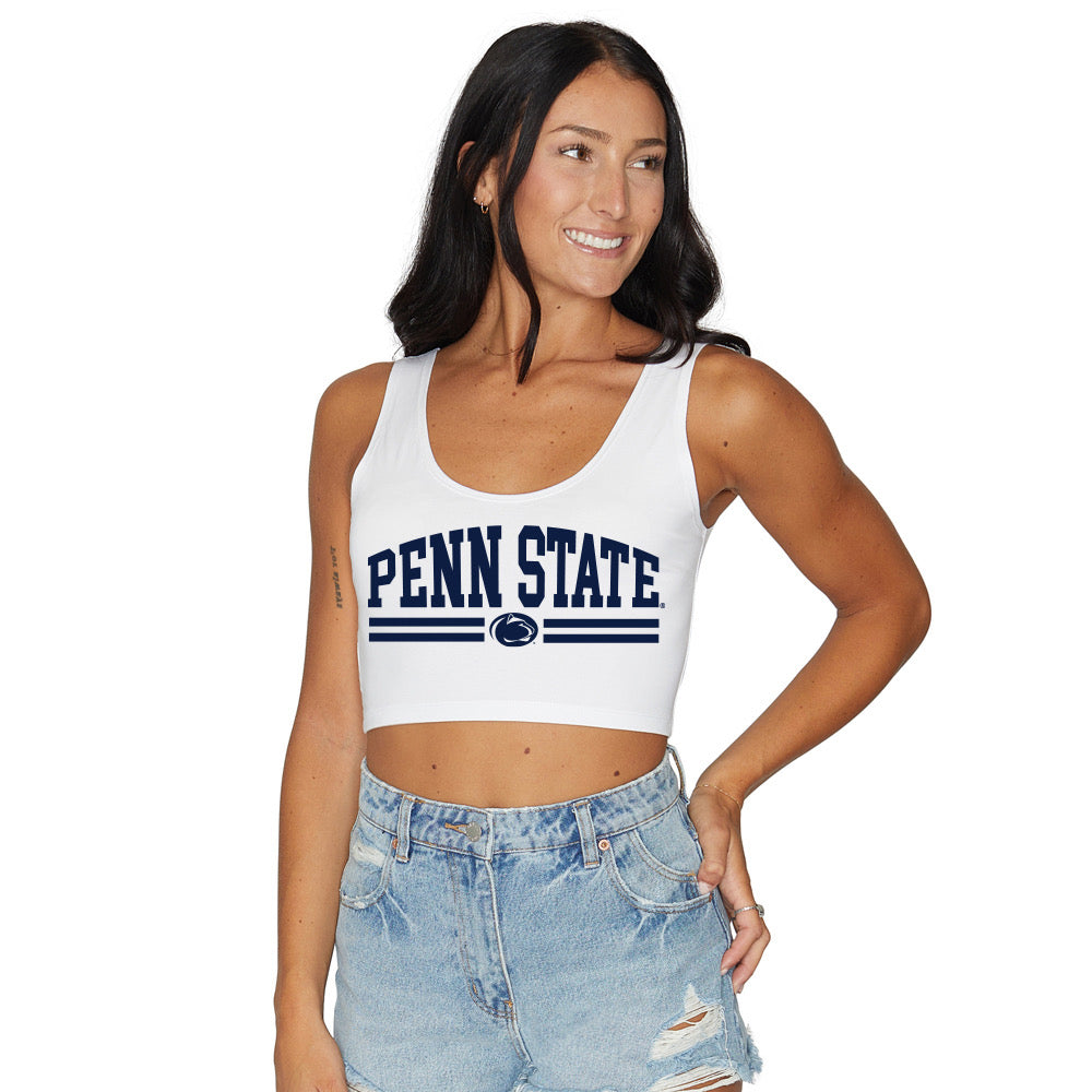 Penn State Stripe Crop Tank Top | lojobands