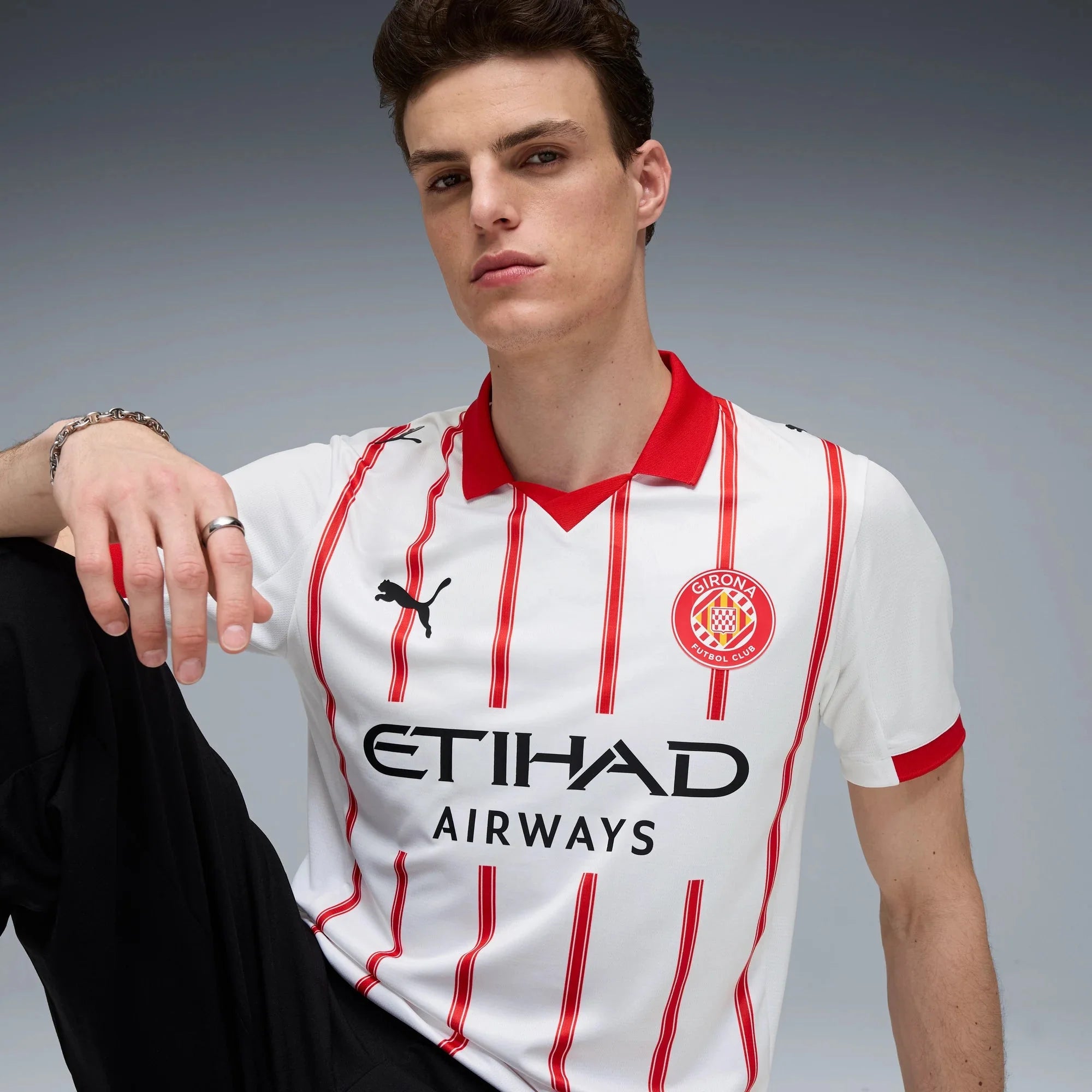 Puma 2025-26 Girona Men's Stadium Home Soccer Jersey 5