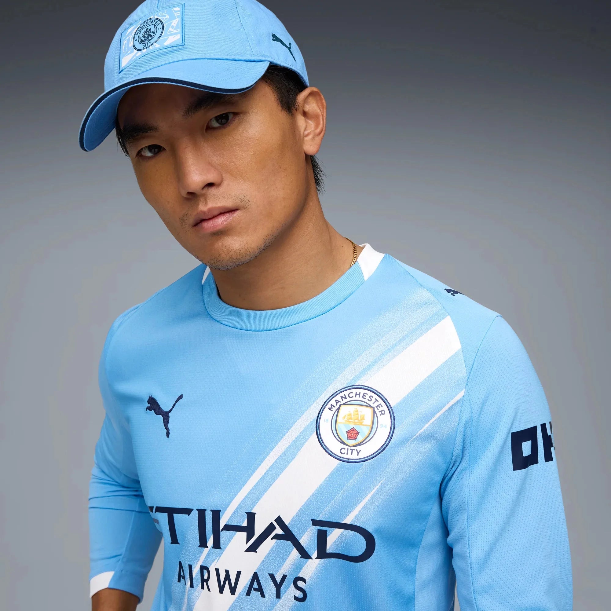 Puma 2025-26 Manchester City Men's Stadium Home Long-Sleeve Soccer Jersey 6