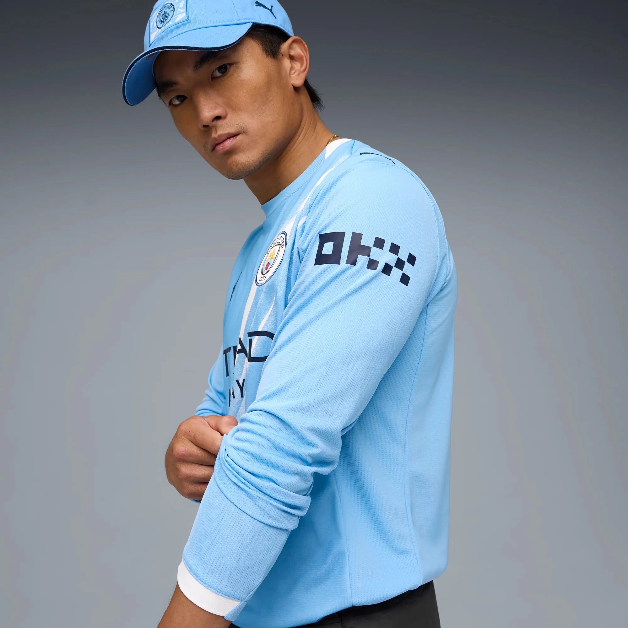 Puma 2025-26 Manchester City Men's Stadium Home Long-Sleeve Soccer Jersey 5