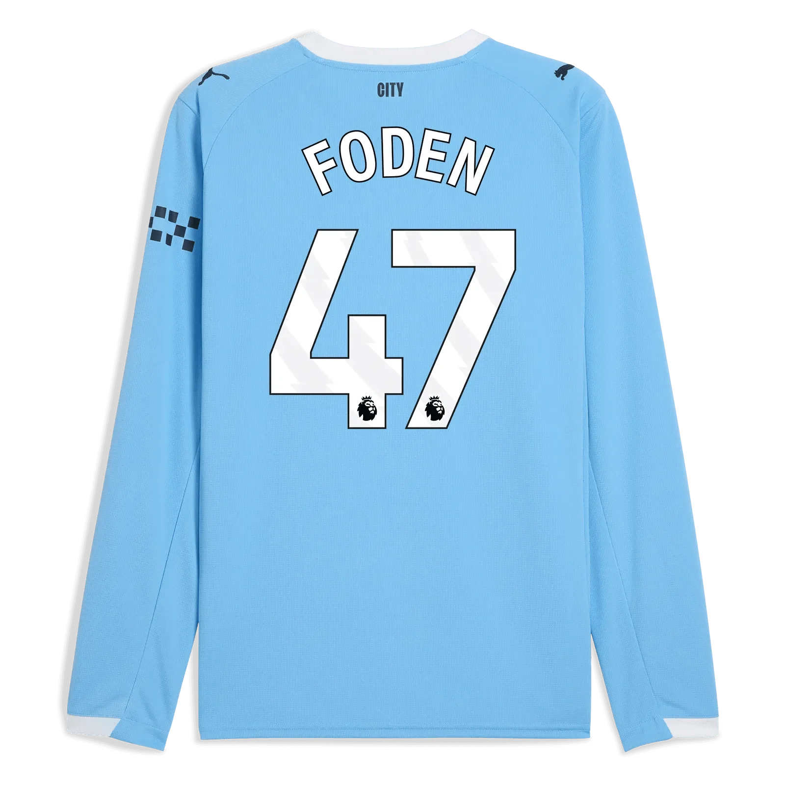 Puma 2025-26 Manchester City Men's Stadium Home Long-Sleeve Soccer Jersey 7
