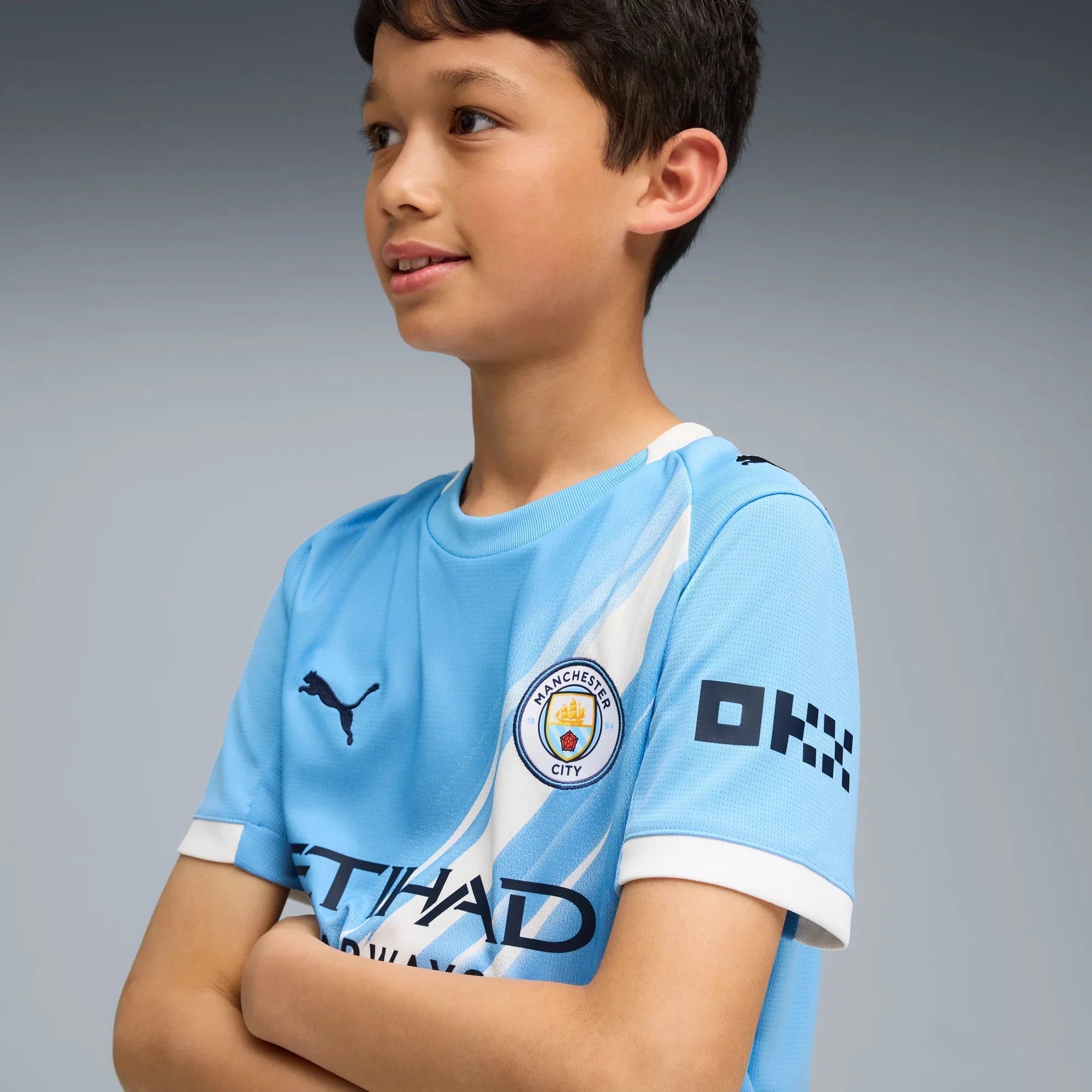 Puma 2025-26 Manchester City Youth Stadium Home Soccer Jersey 5