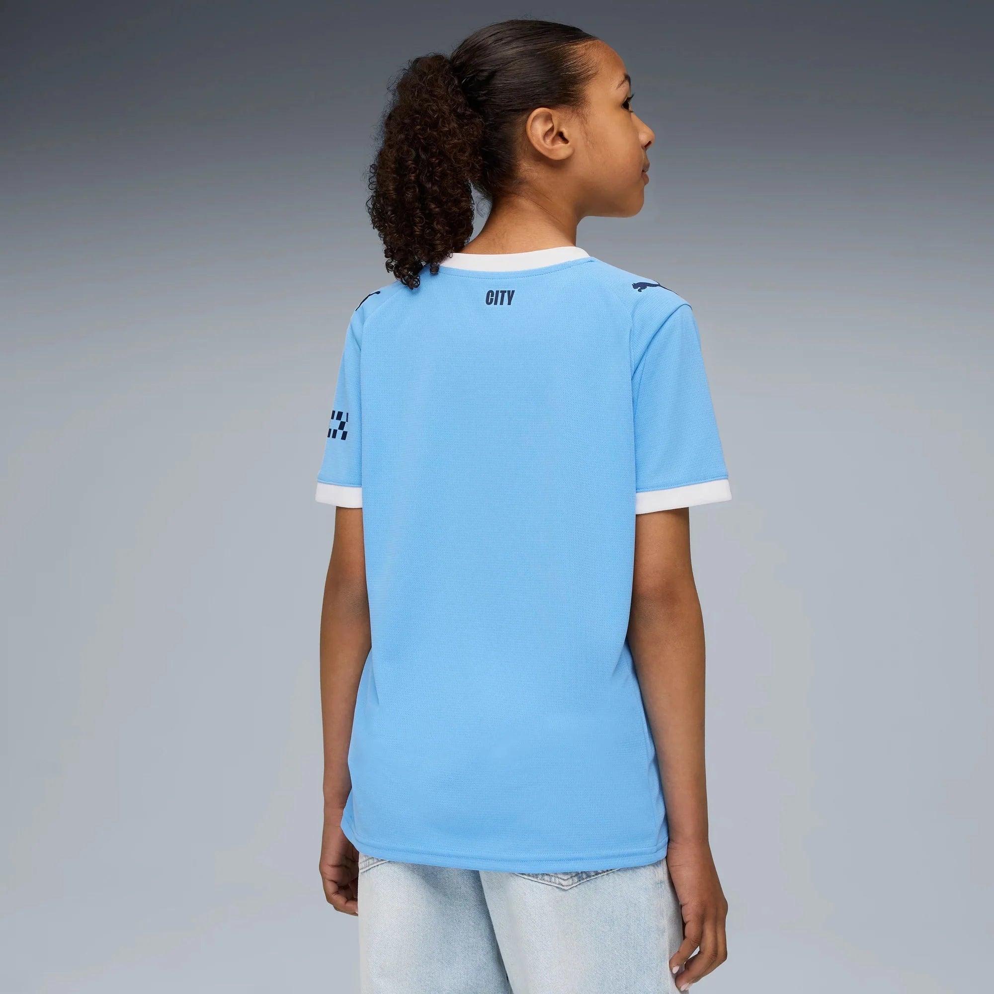 Puma 2025-26 Manchester City Youth Stadium Home Soccer Jersey 4