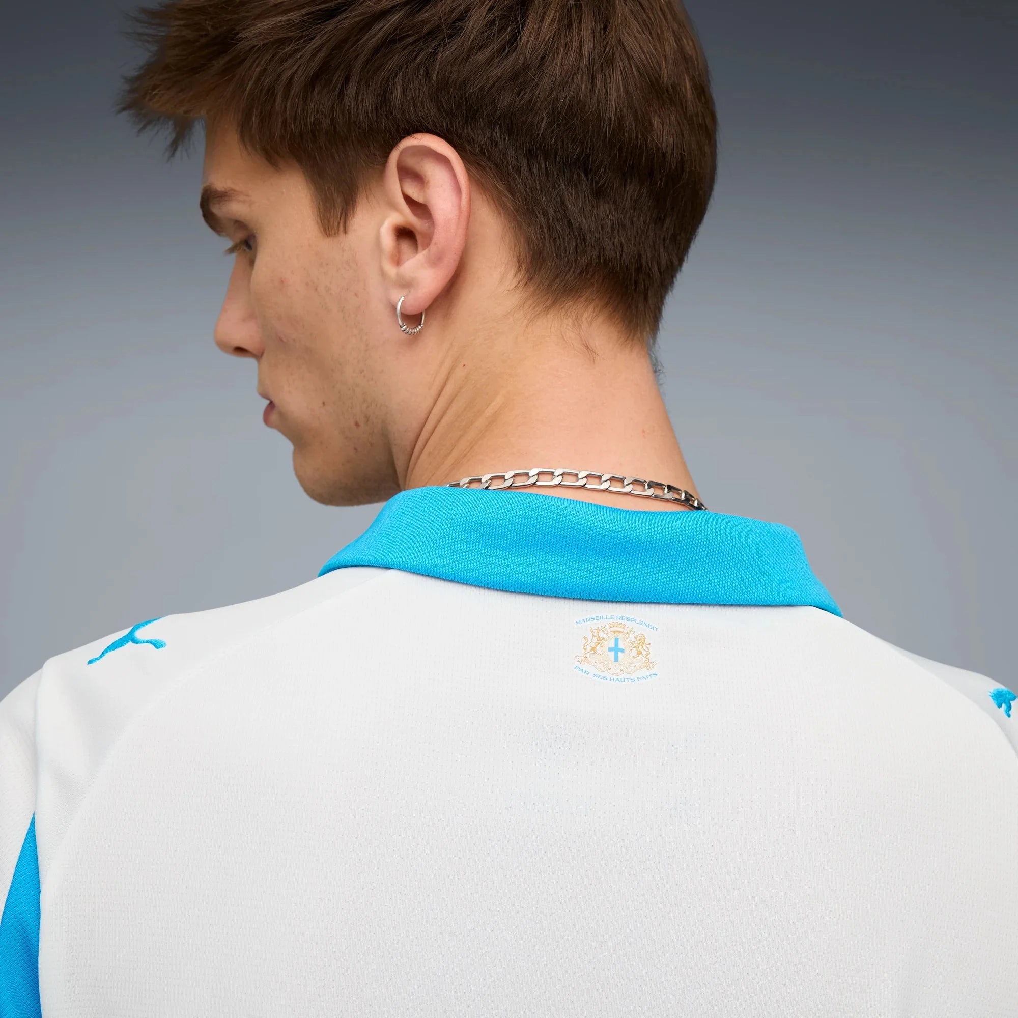 Puma 2025-26 Olympique de Marseille Men's Stadium Home Soccer Jersey 5